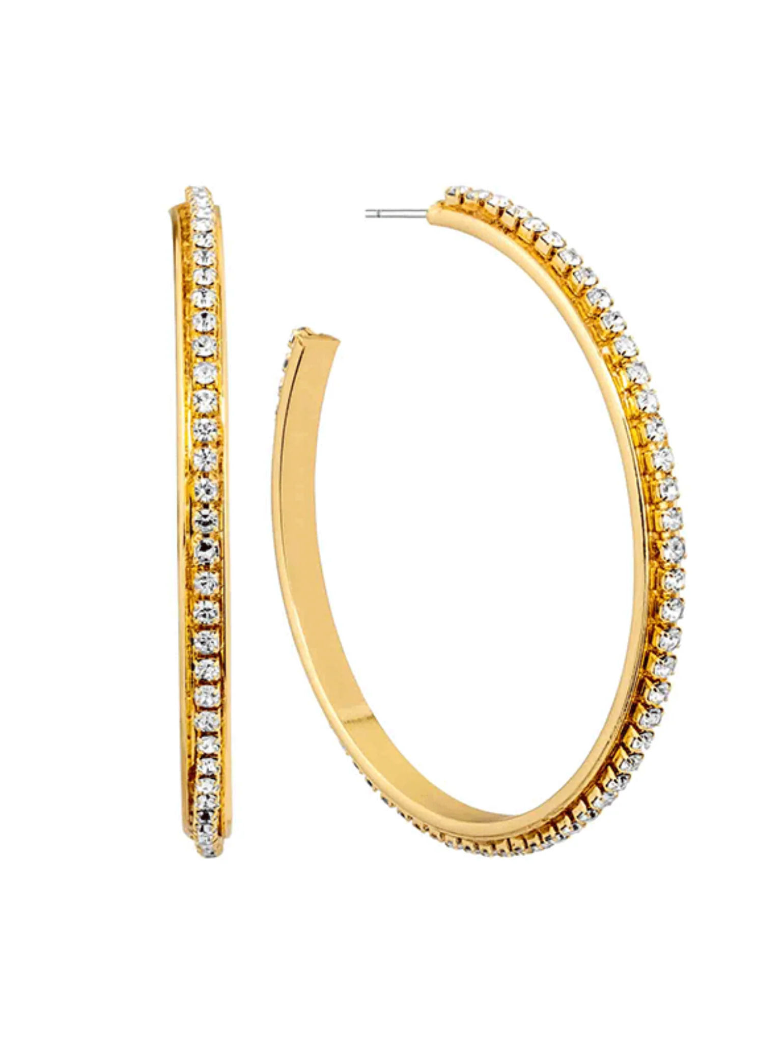 Metal with Crystal Hoop Earrings - Image 3