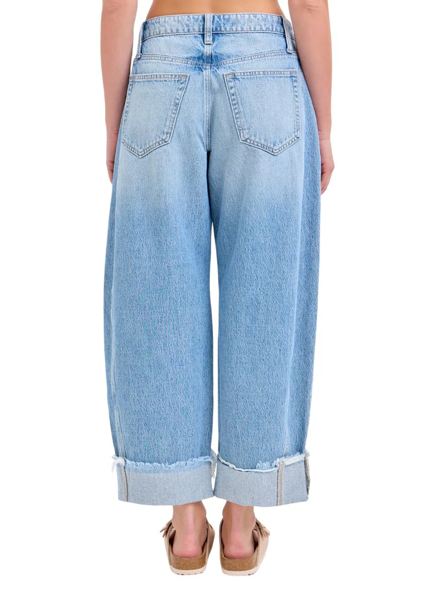 Mid Rise Cuffed Barrel Leg Jeans - Image 2
