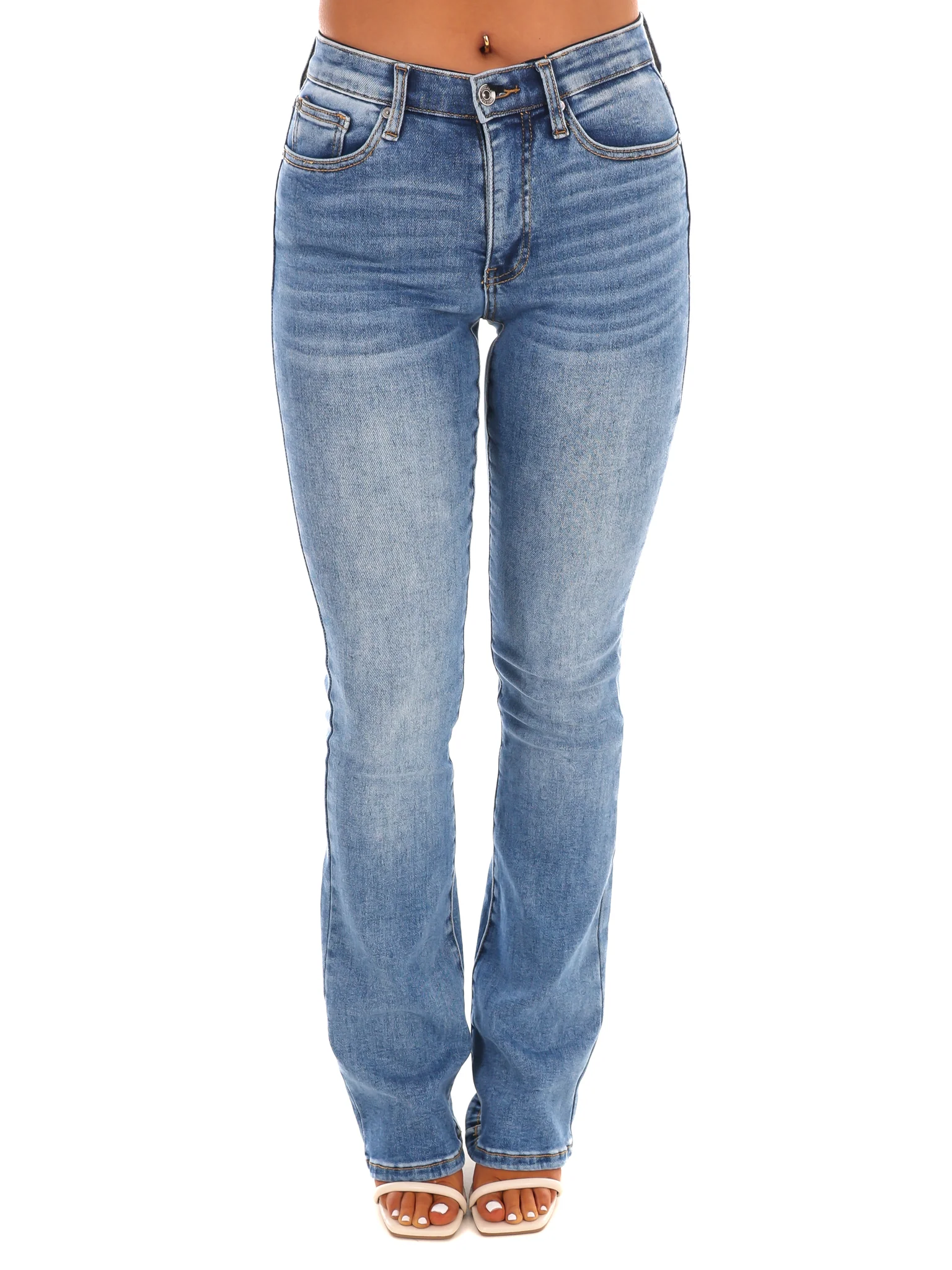 Mid Rise Skinny Bootcut Jeans - Image 3