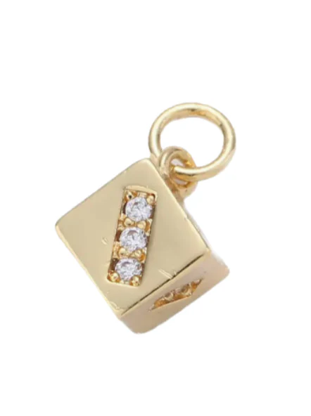 Mini Gold 3D Dice Charm