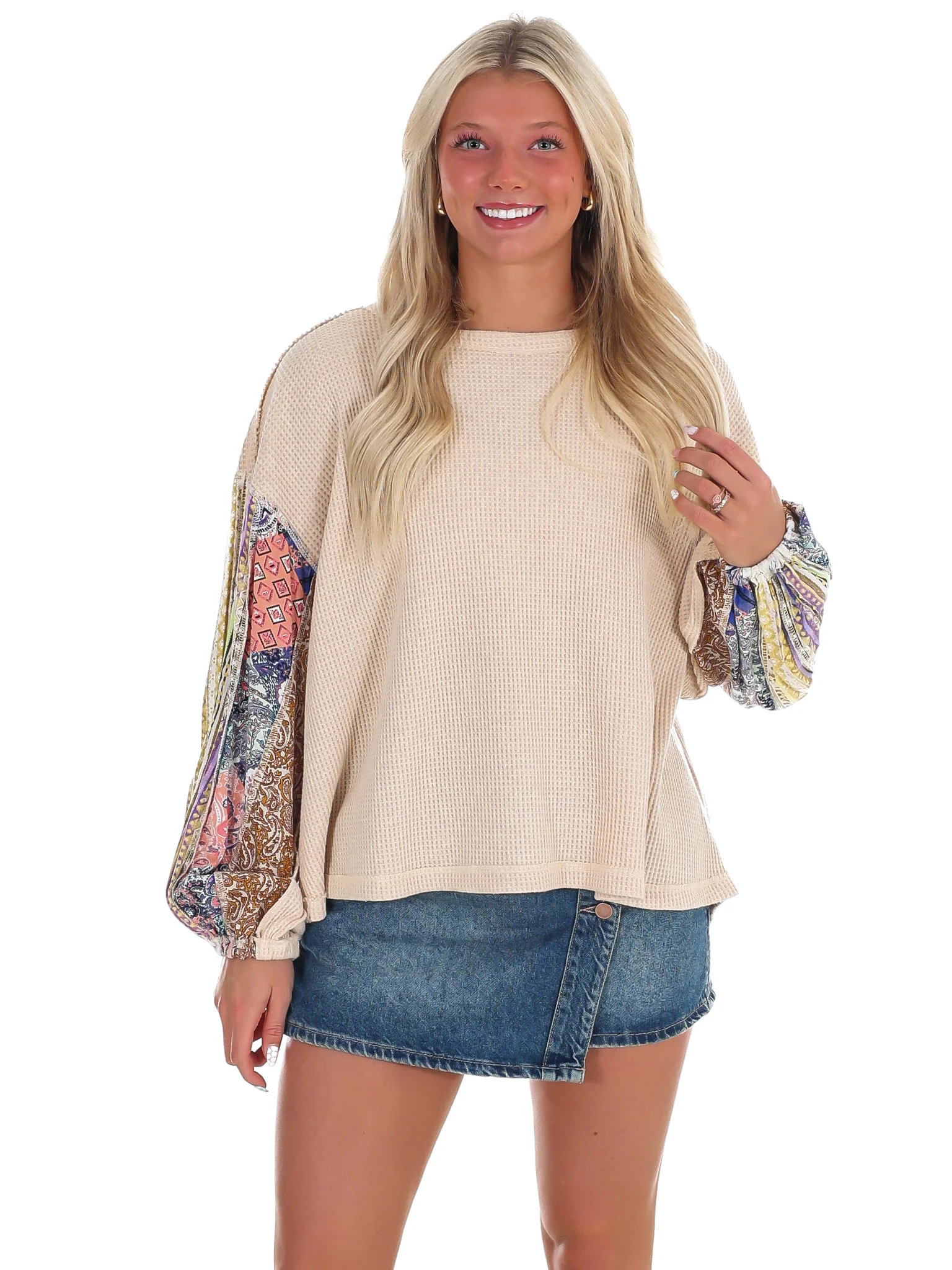 Mix Print Washed Thermal Top - Image 3
