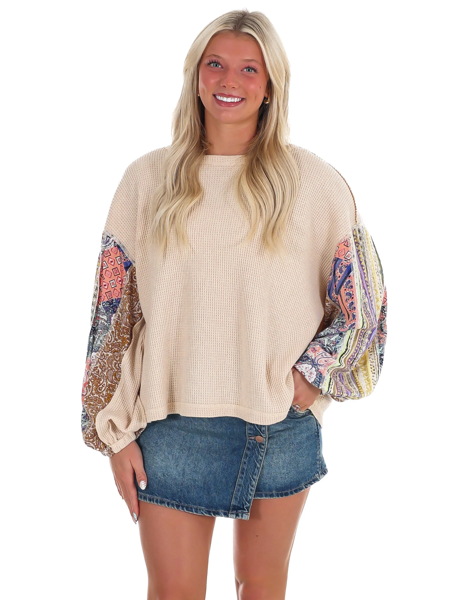 Mix Print Washed Thermal Top - Image 5