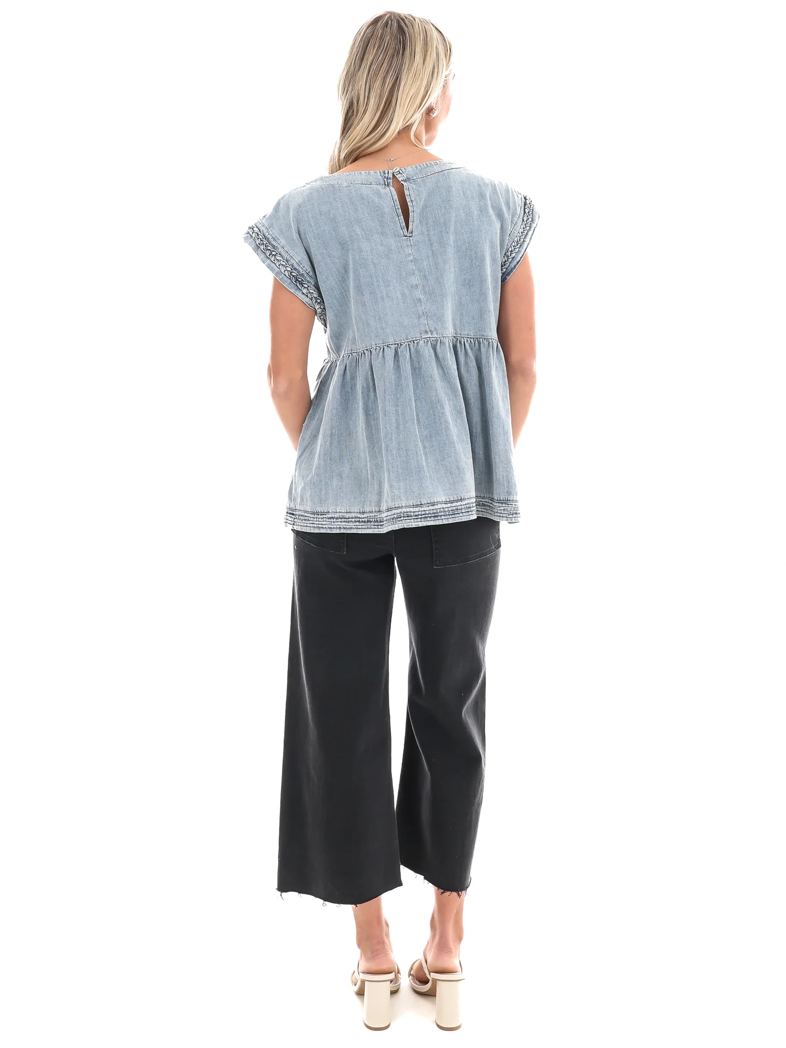 Much to Do Denim Babydoll Top - Image 7
