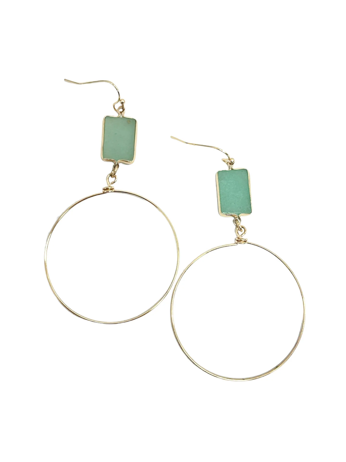 Natural Stone Circle Drop Earrings - Image 2