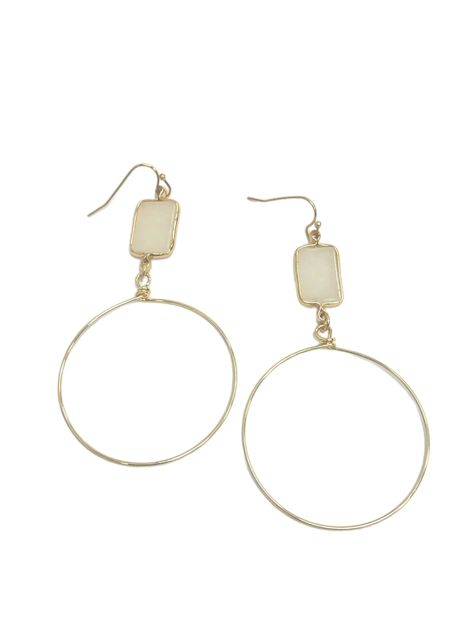 Natural Stone Circle Drop Earrings - Image 5