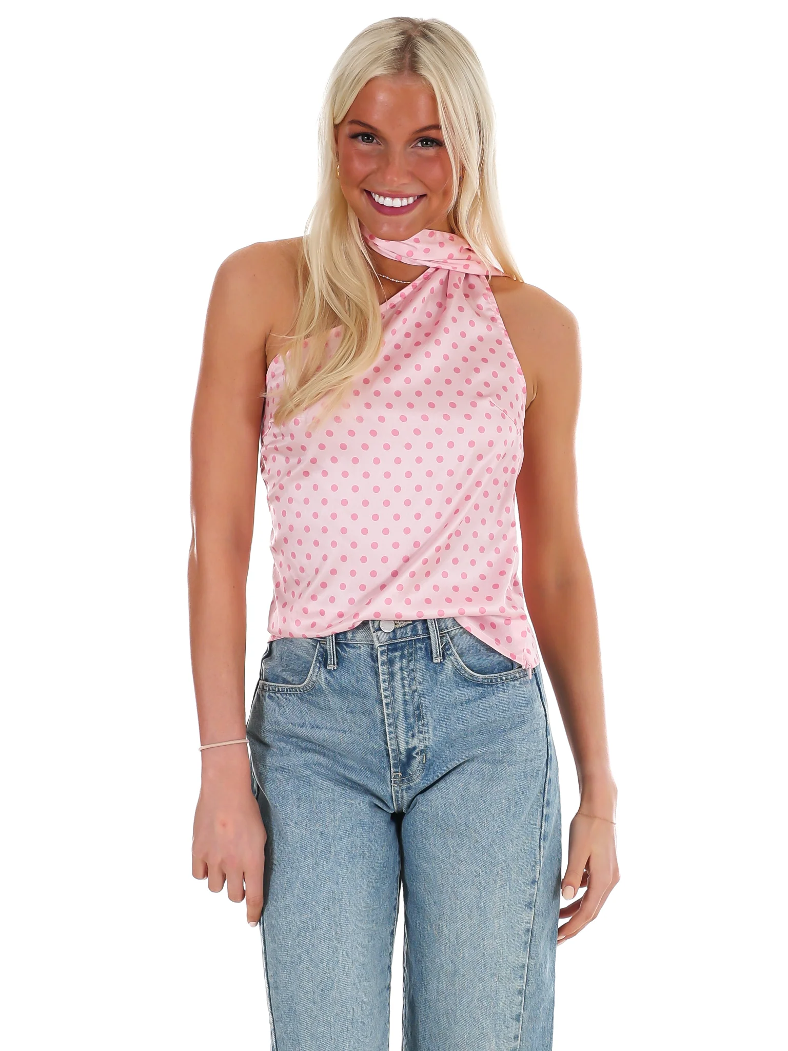 New Angle Polka Dot One Shoulder Top - Image 13