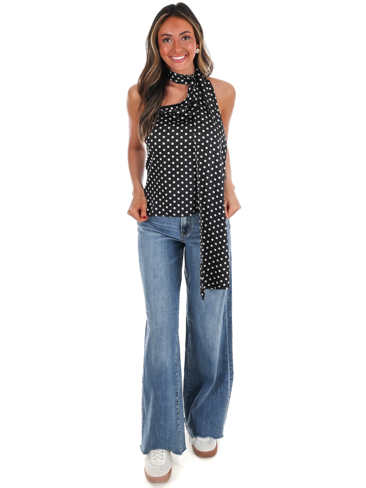 New Angle Polka Dot One Shoulder Top - Image 2