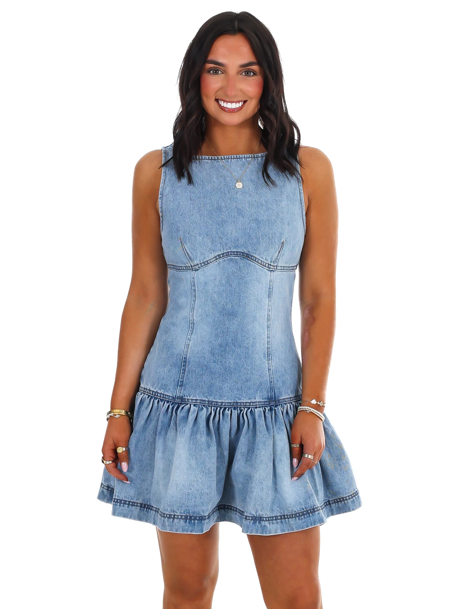 New Ways Denim Mini Dress - Image 3