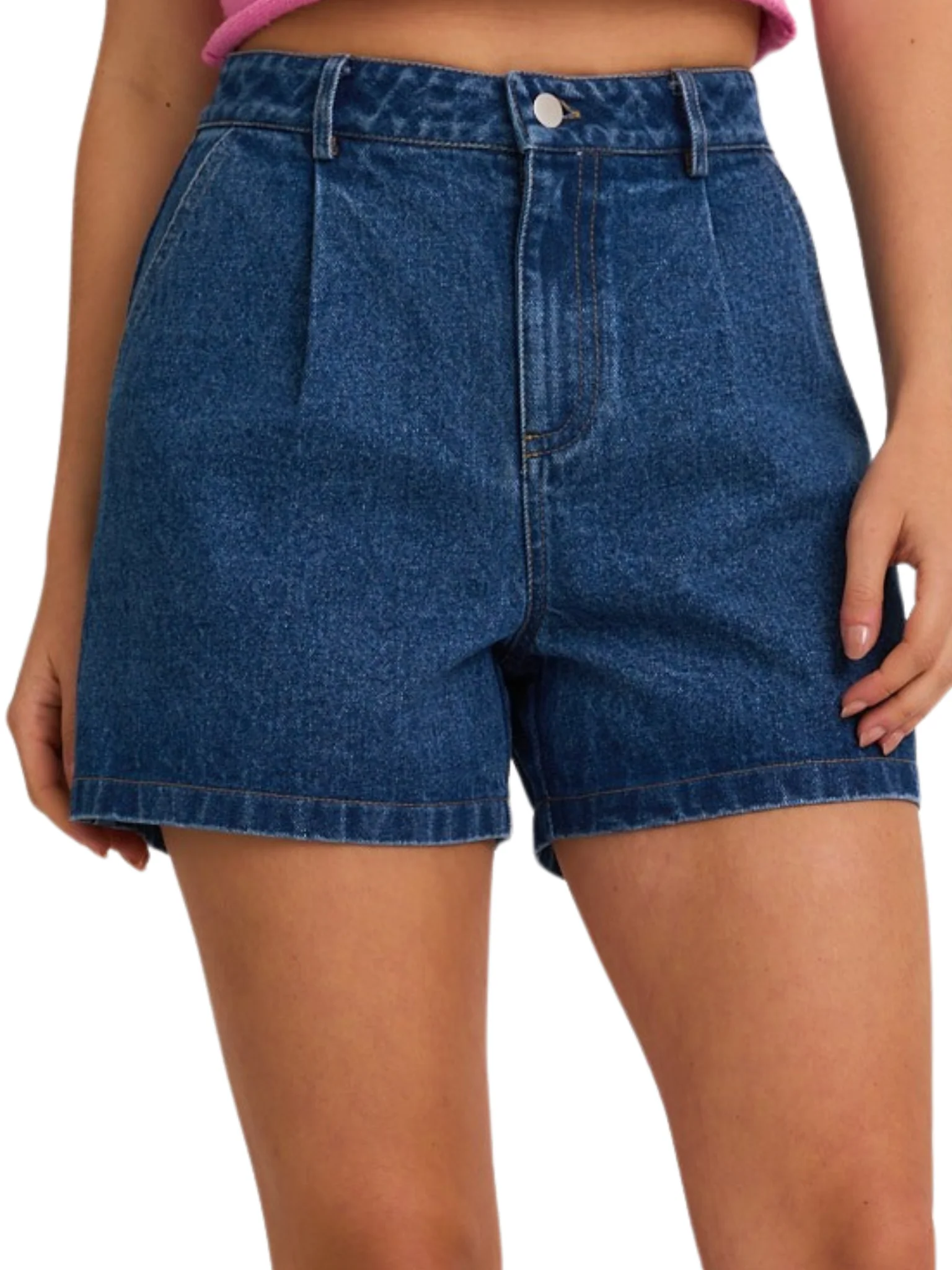 No Complaints Pleated Denim Shorts - Image 3