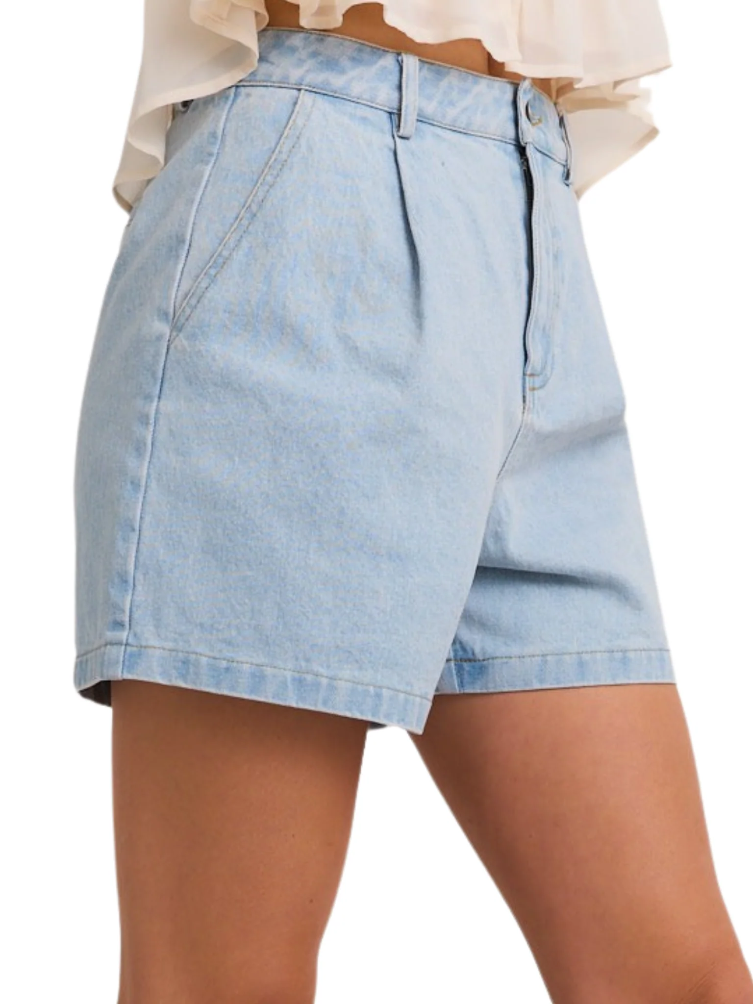 No Complaints Pleated Denim Shorts - Image 6