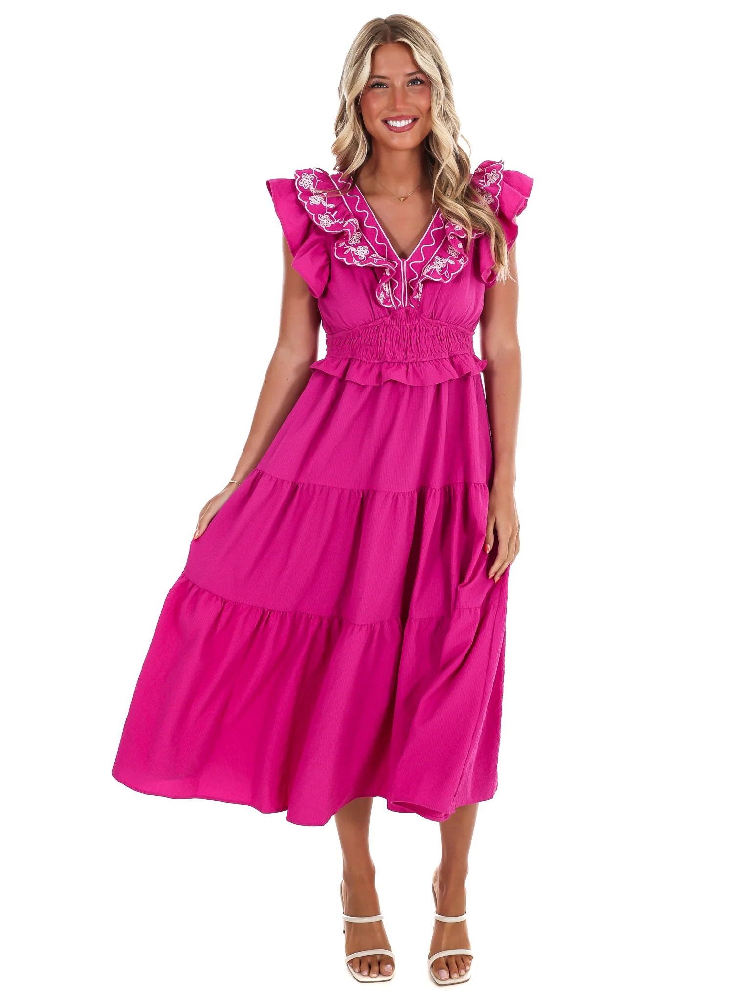 Nothing Perfect Embroidered Tiered Midi Dress - Image 10