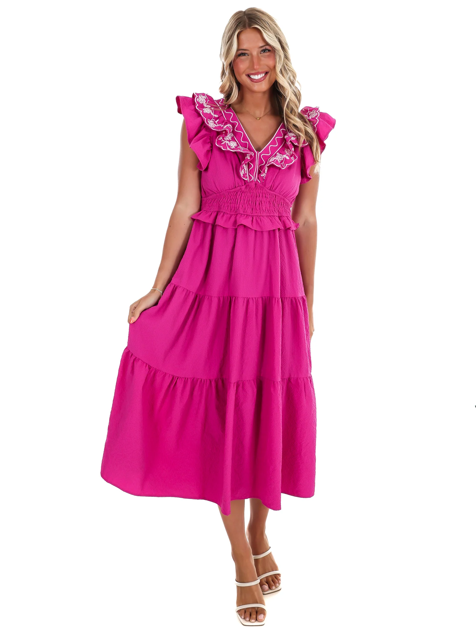 Nothing Perfect Embroidered Tiered Midi Dress - Image 8