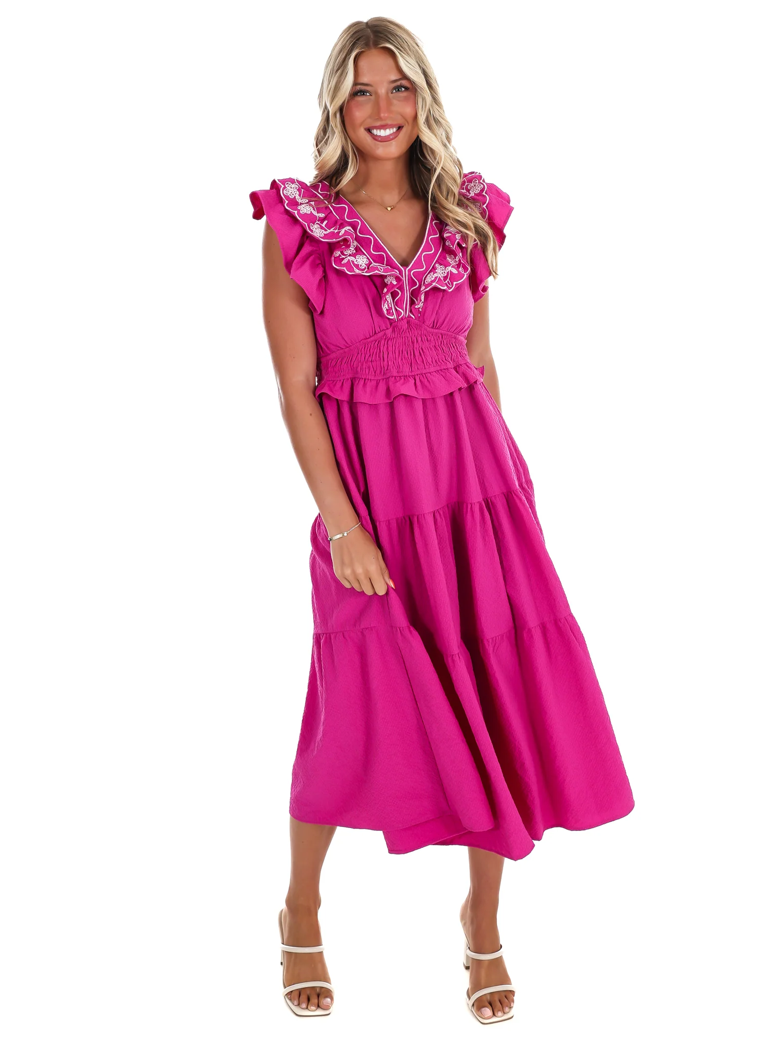 Nothing Perfect Embroidered Tiered Midi Dress - Image 9