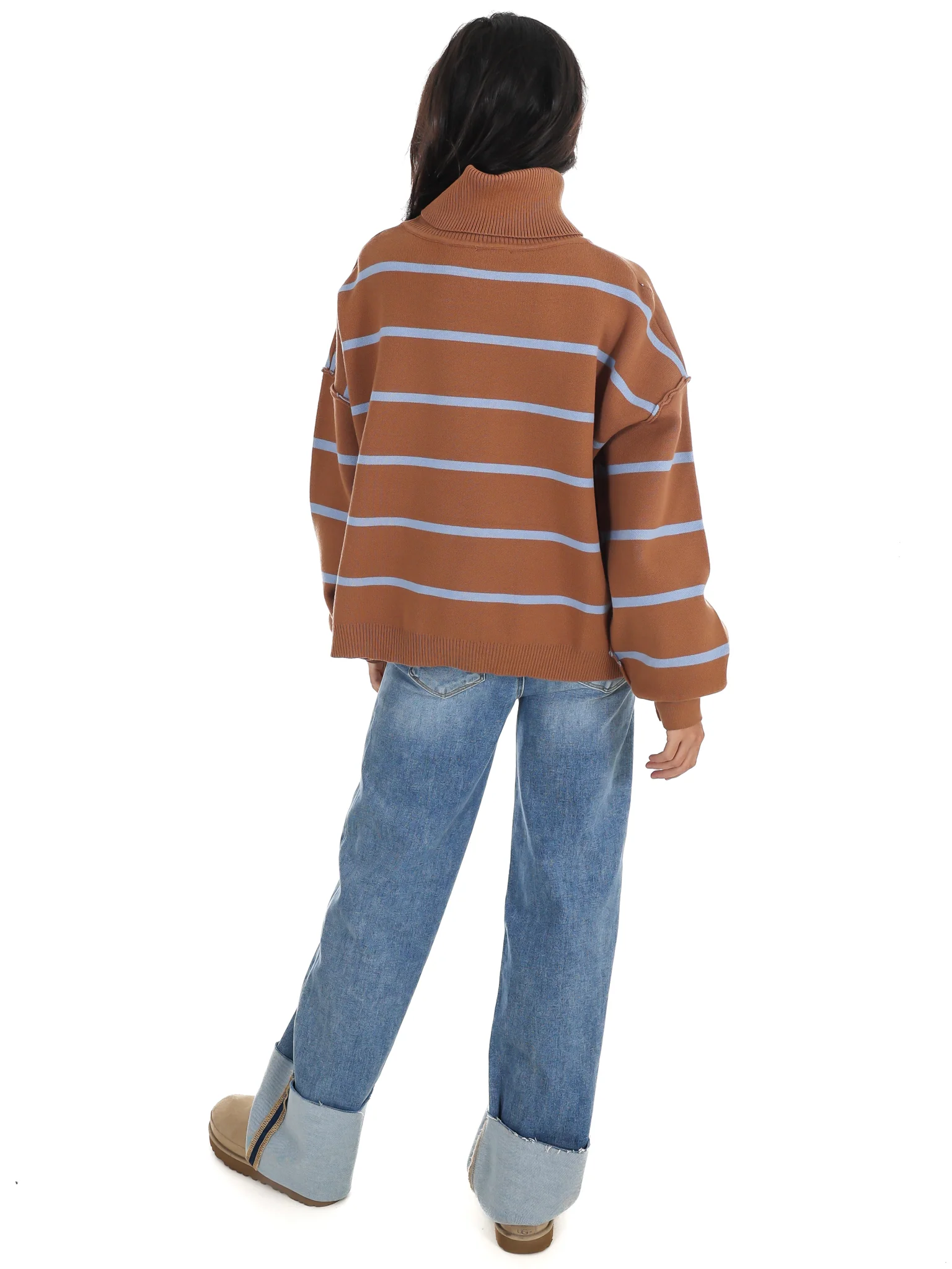 Off Duty Mock Neck Stripe Sweater - Image 15