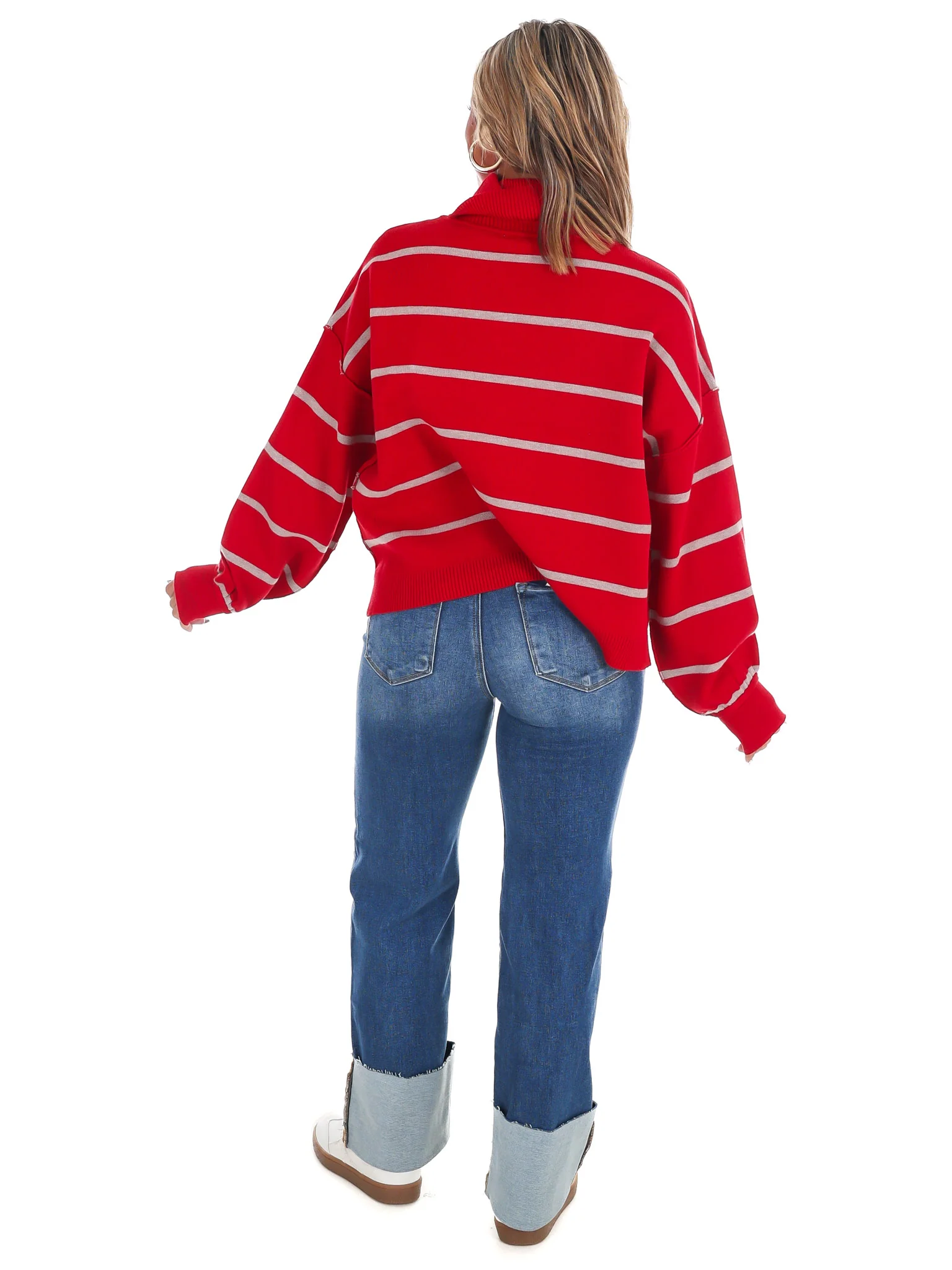 Off Duty Mock Neck Stripe Sweater - Image 8