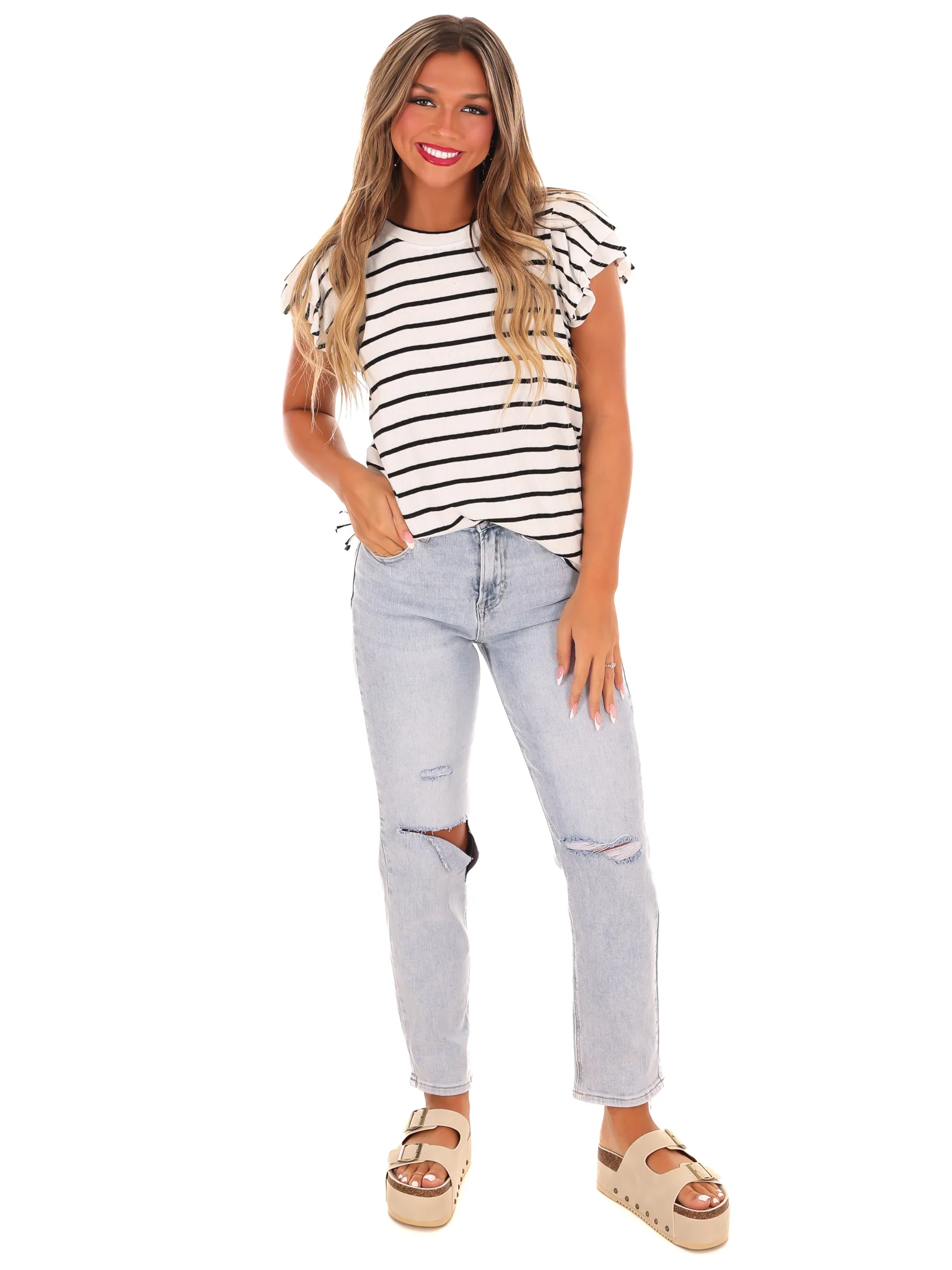 On A Good Note Stripe Top - Image 2