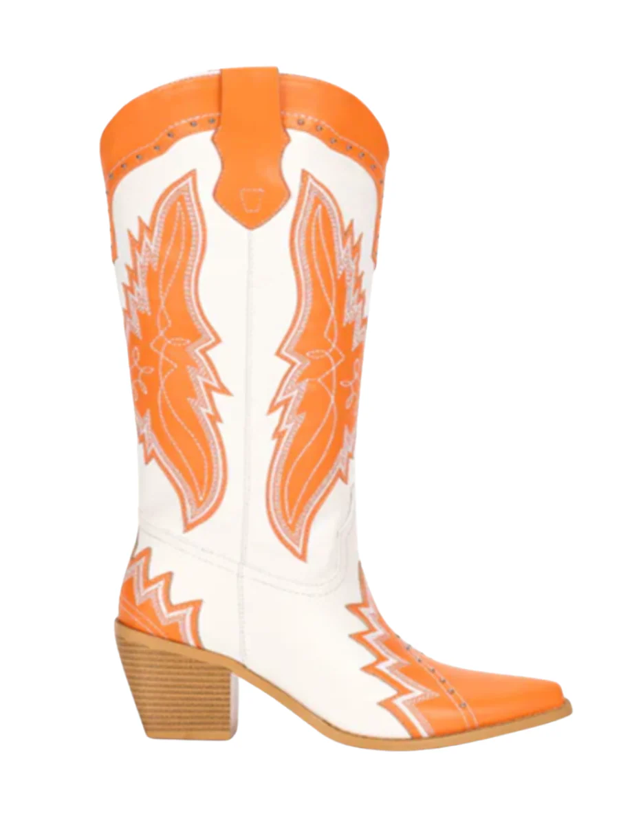 Orange and White Western Gameday Boots