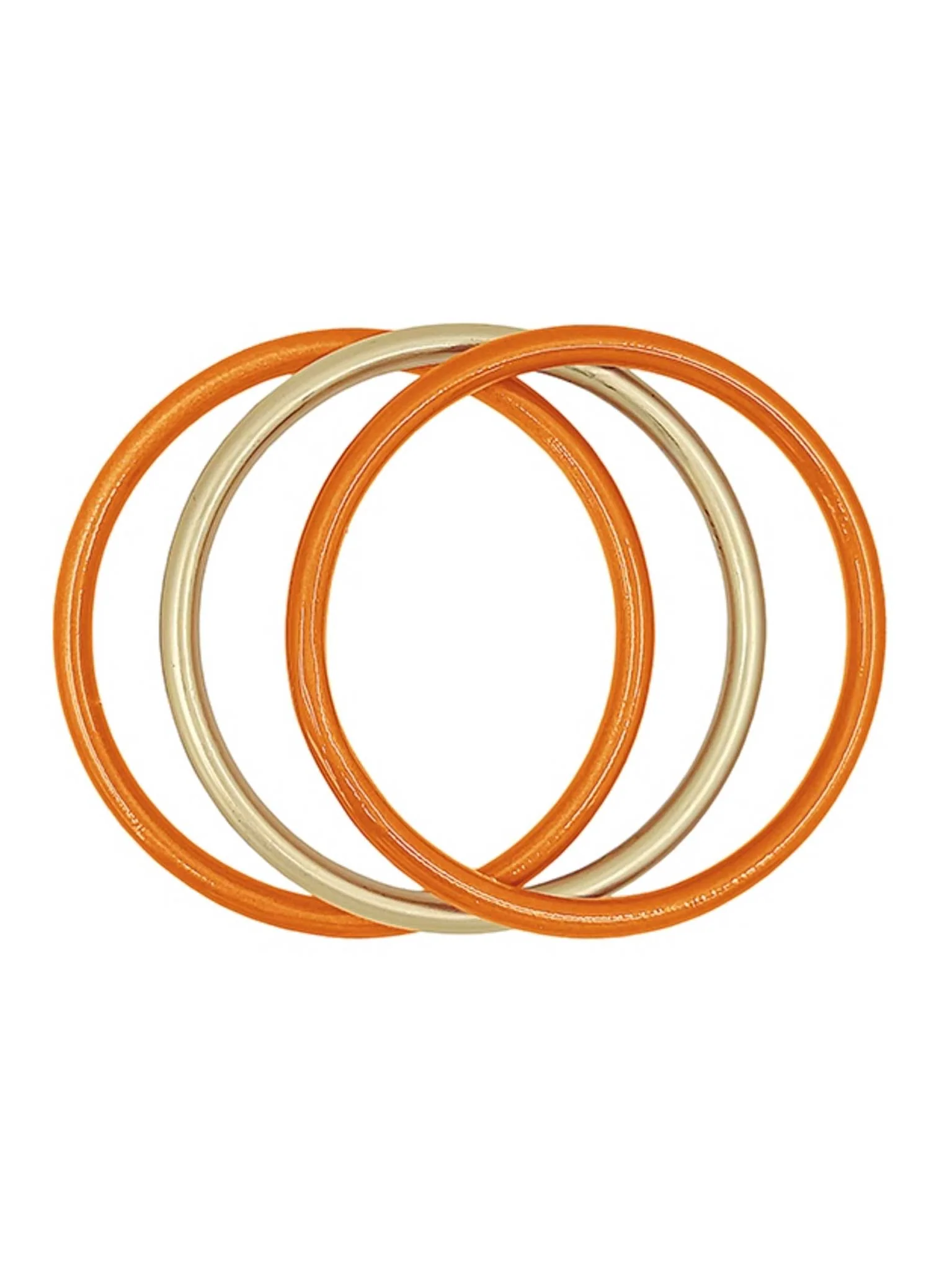 Orange Metallic and Gold Bangle Set