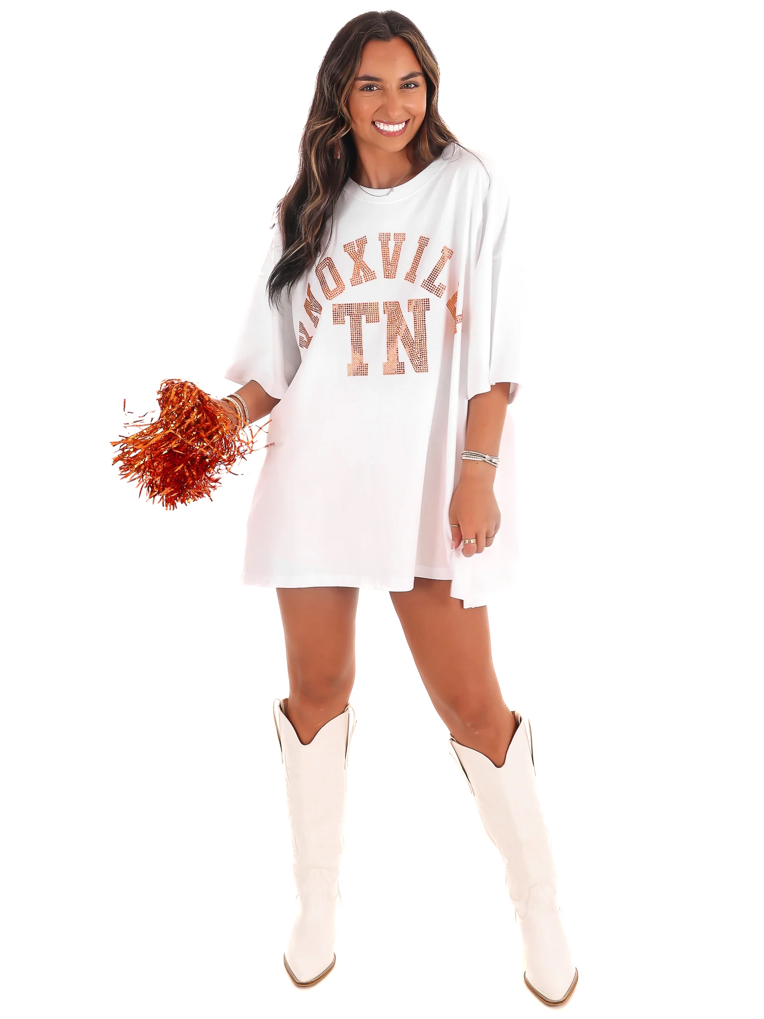 Orange Rhinestone Knoxville TN Oversized Tee - Image 2