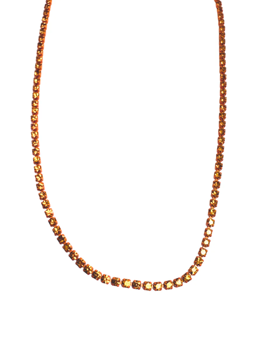 Orange Rhinestone Necklace