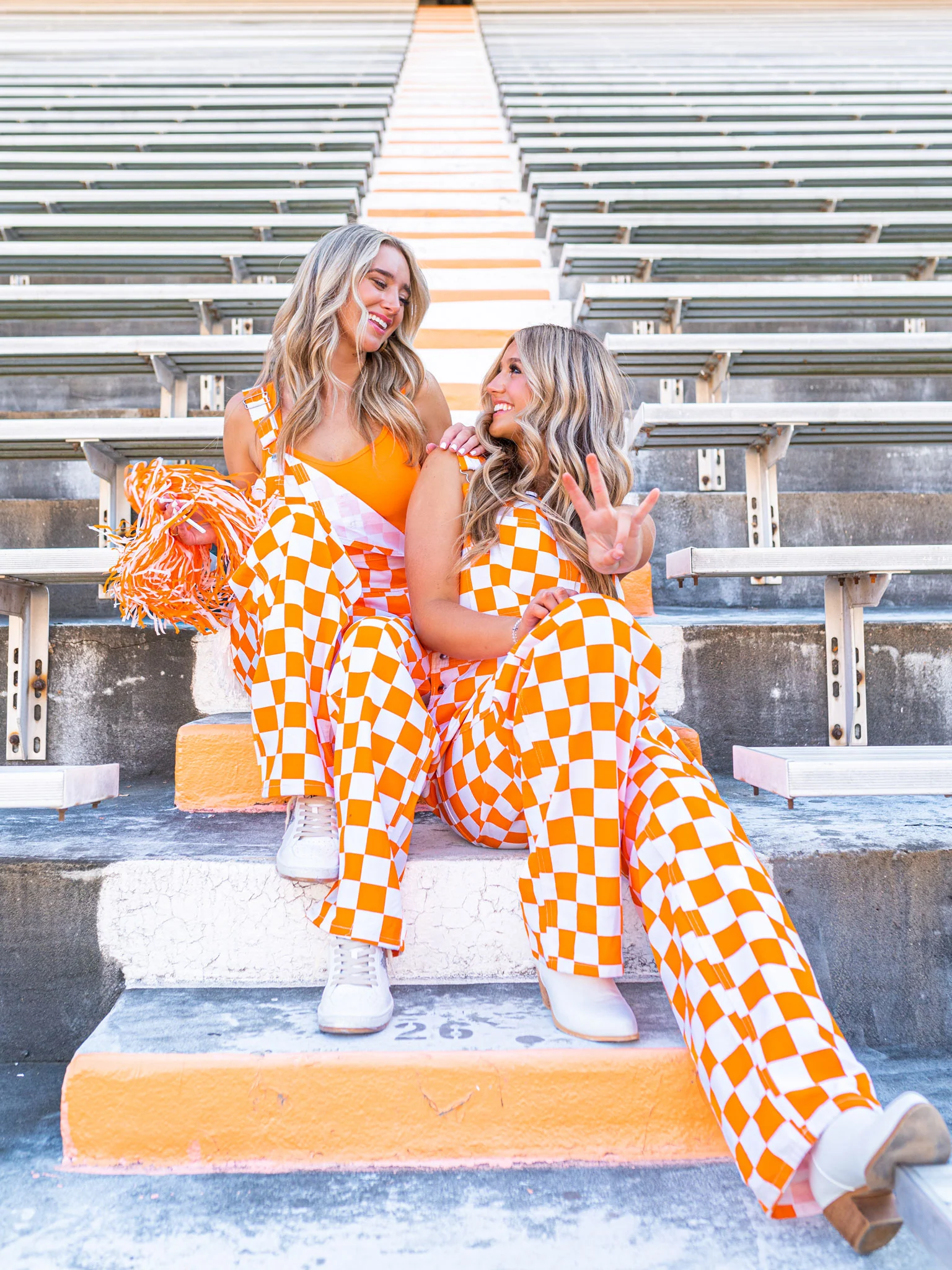 Orange & White Checkered Game Bibs - Image 3