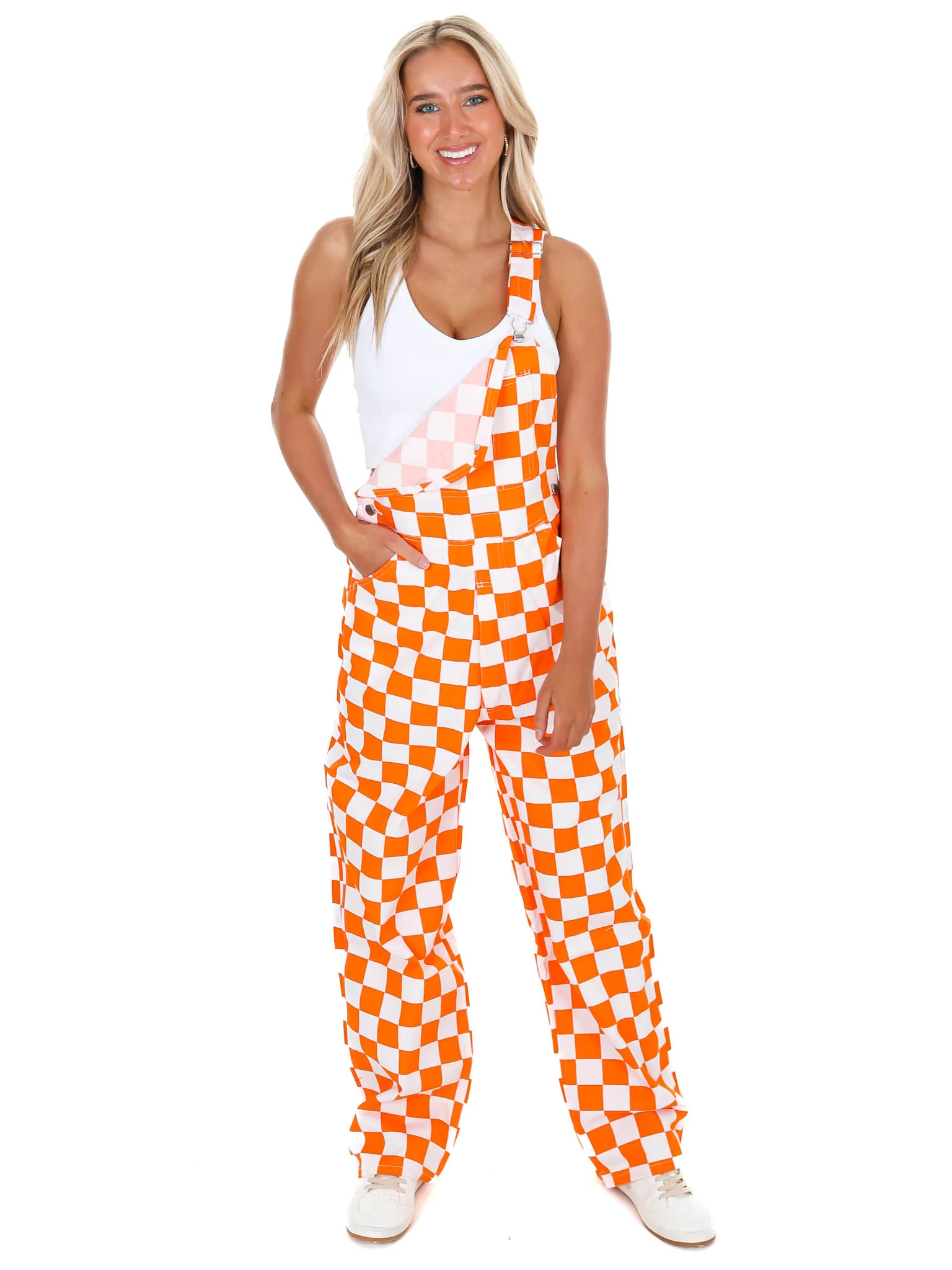 Orange & White Checkered Game Bibs - Image 4