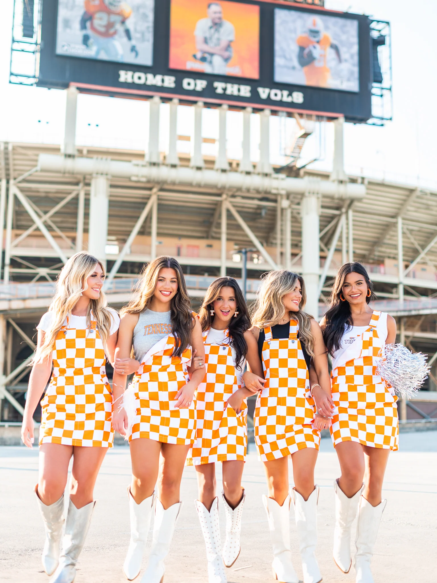 Orange & White Overall Bib Checkerboard Dress - Image 6