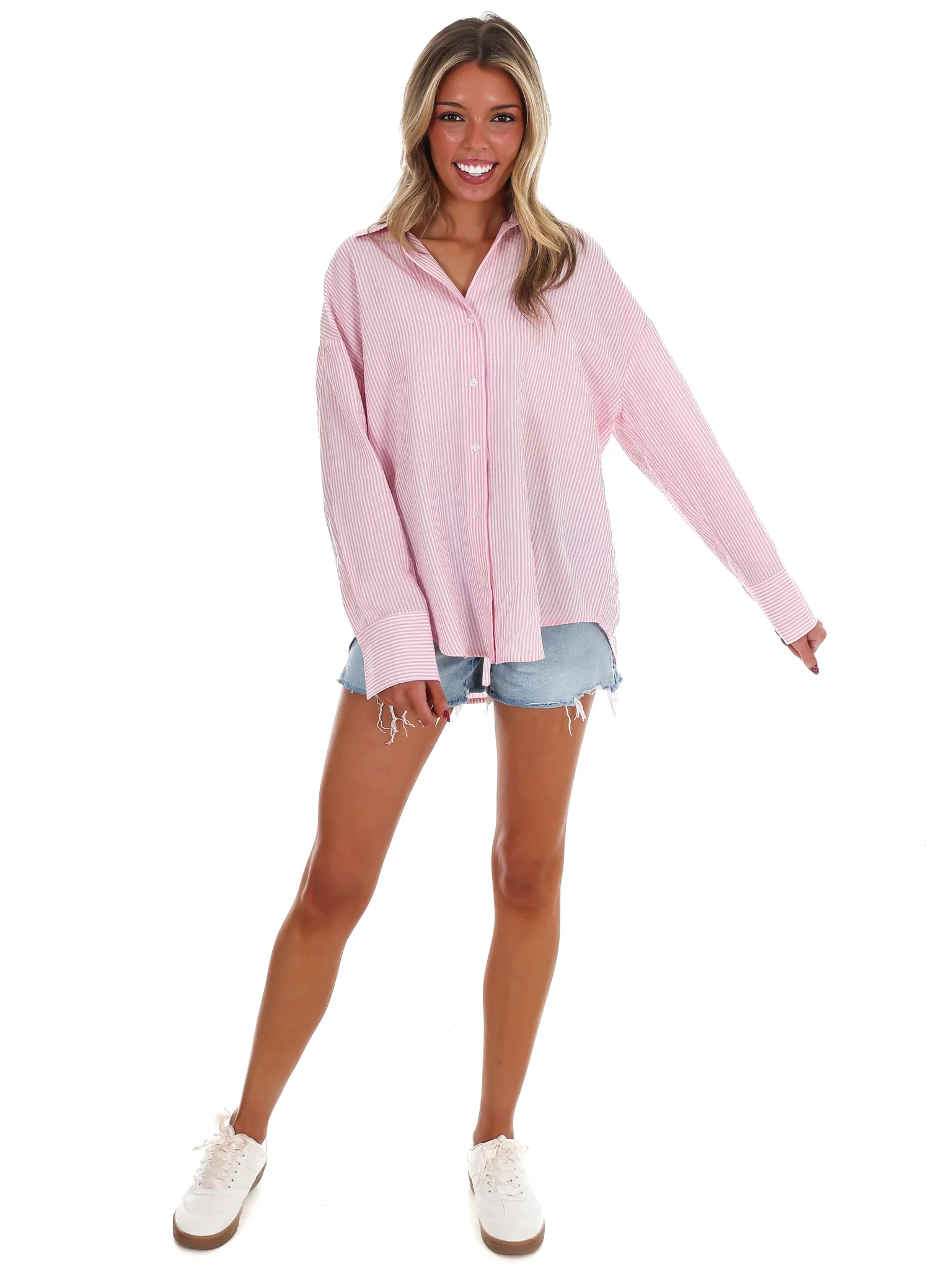 Outline Striped Button Up Top - Image 15