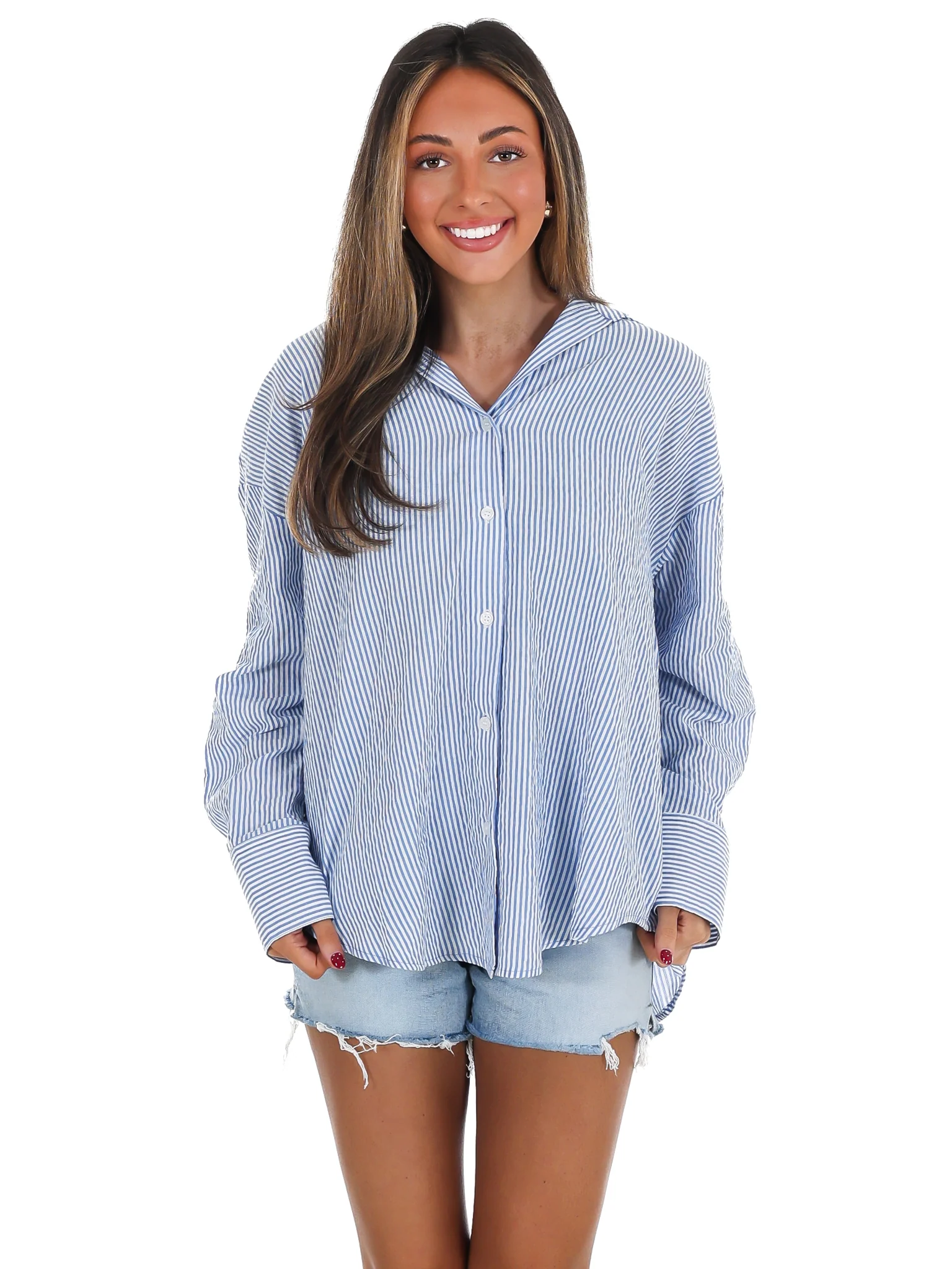 Outline Striped Button Up Top - Image 25