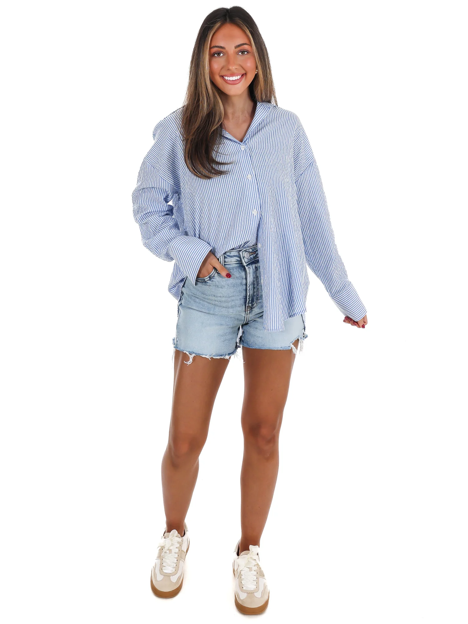 Outline Striped Button Up Top - Image 28