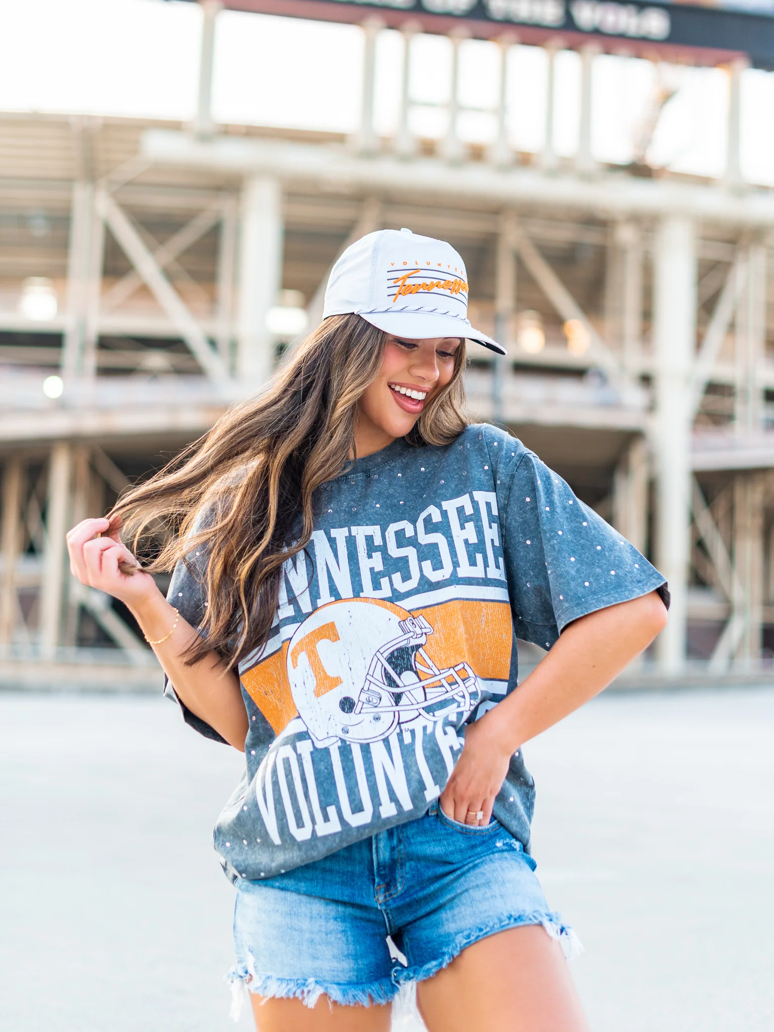 University of Tennessee Helmet All-Over Mini Rhinestone Tee - Image 8