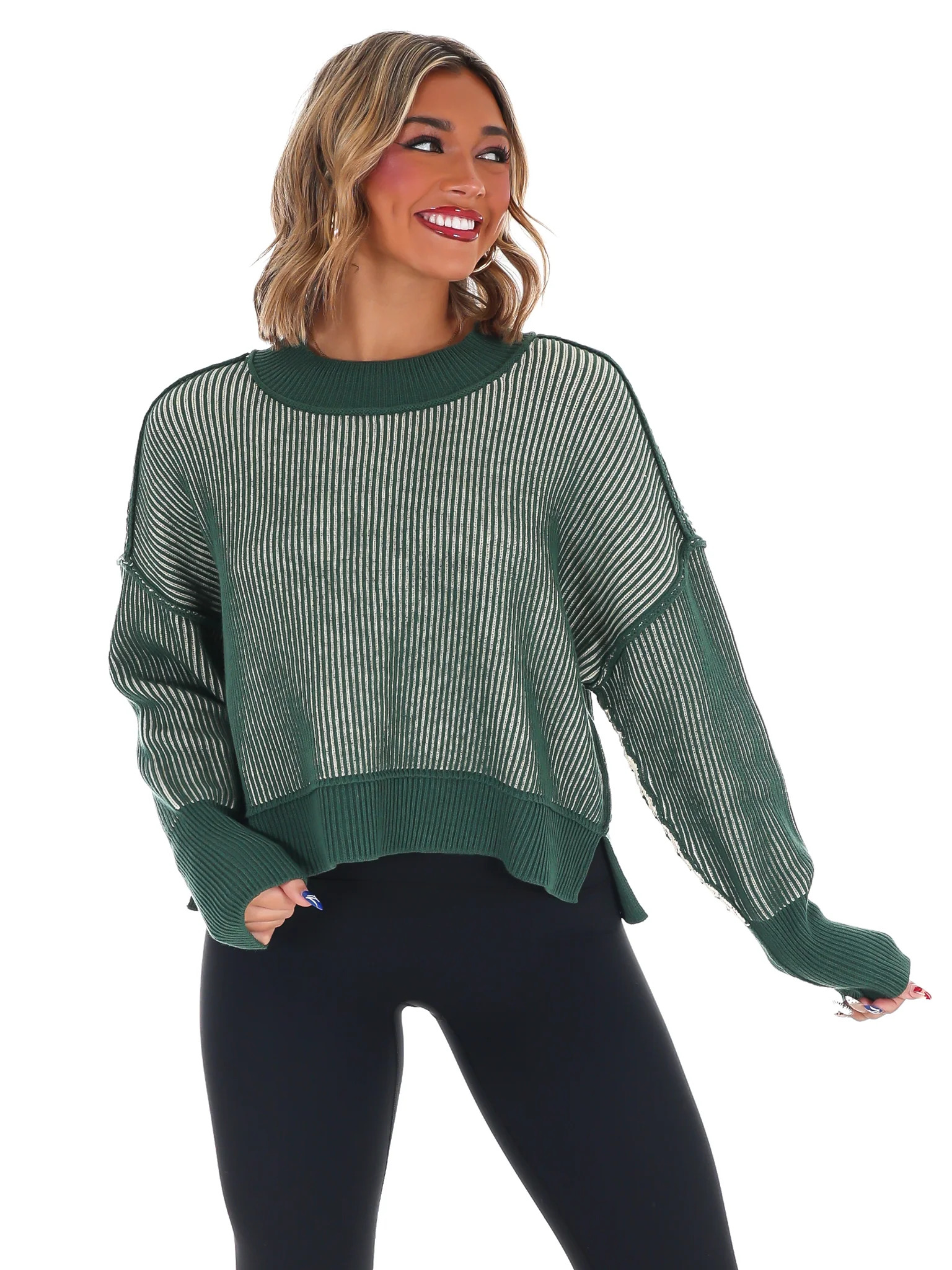 Oversized Two Tone Waist-Length Sweater Doorbuster - Image 20