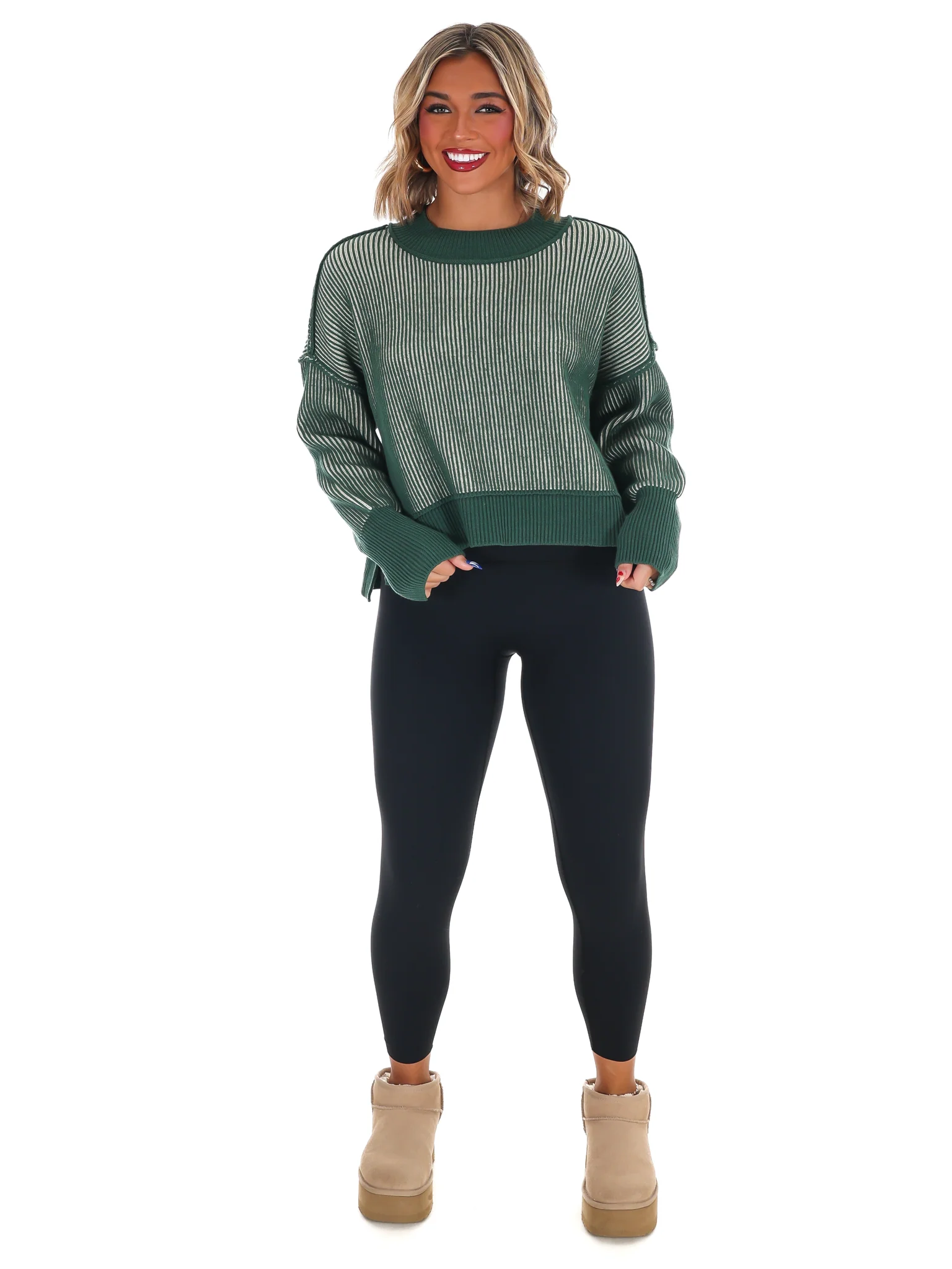 Oversized Two Tone Waist-Length Sweater Doorbuster - Image 21