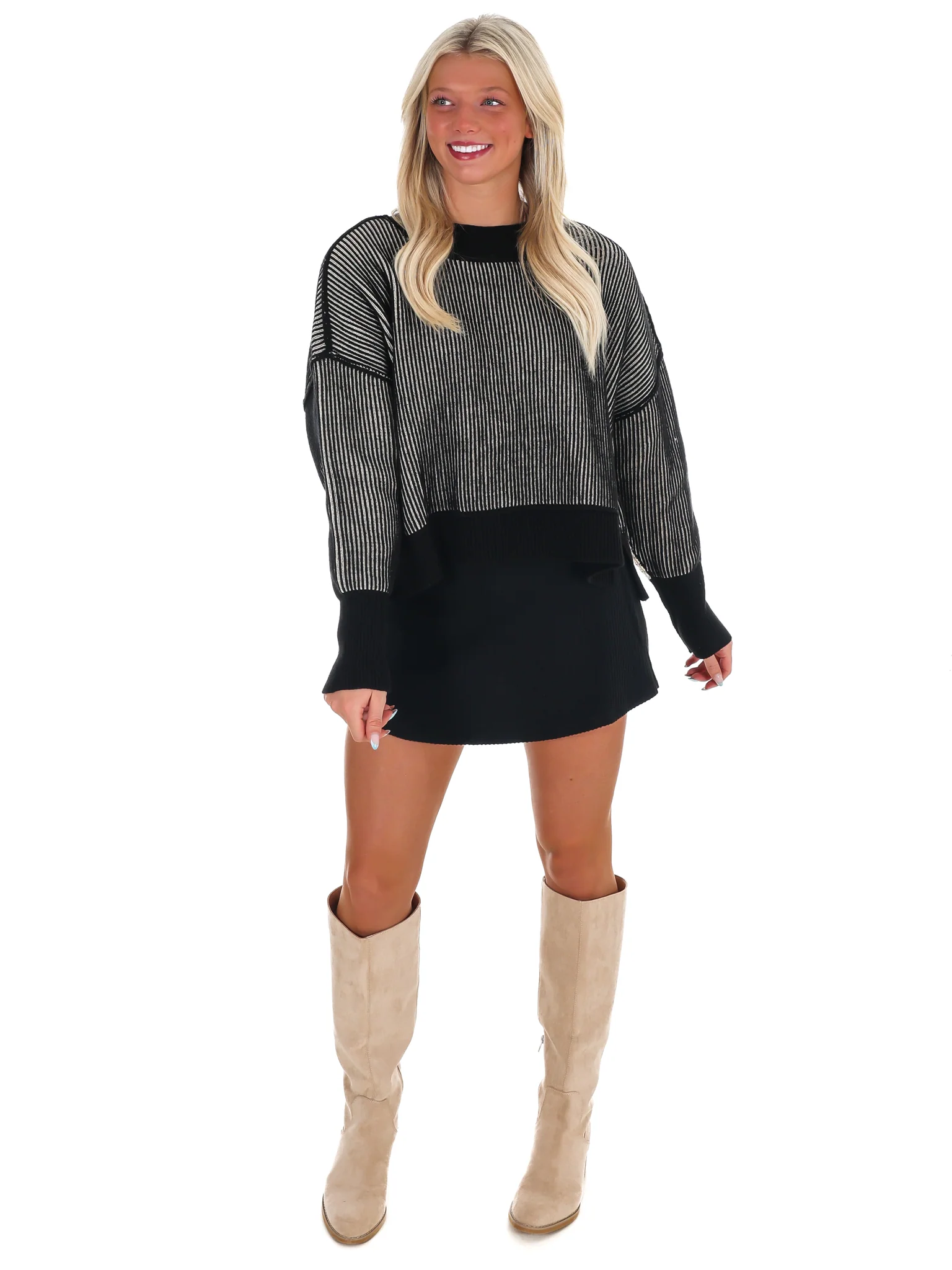 Oversized Two Tone Waist-Length Sweater Doorbuster - Image 30