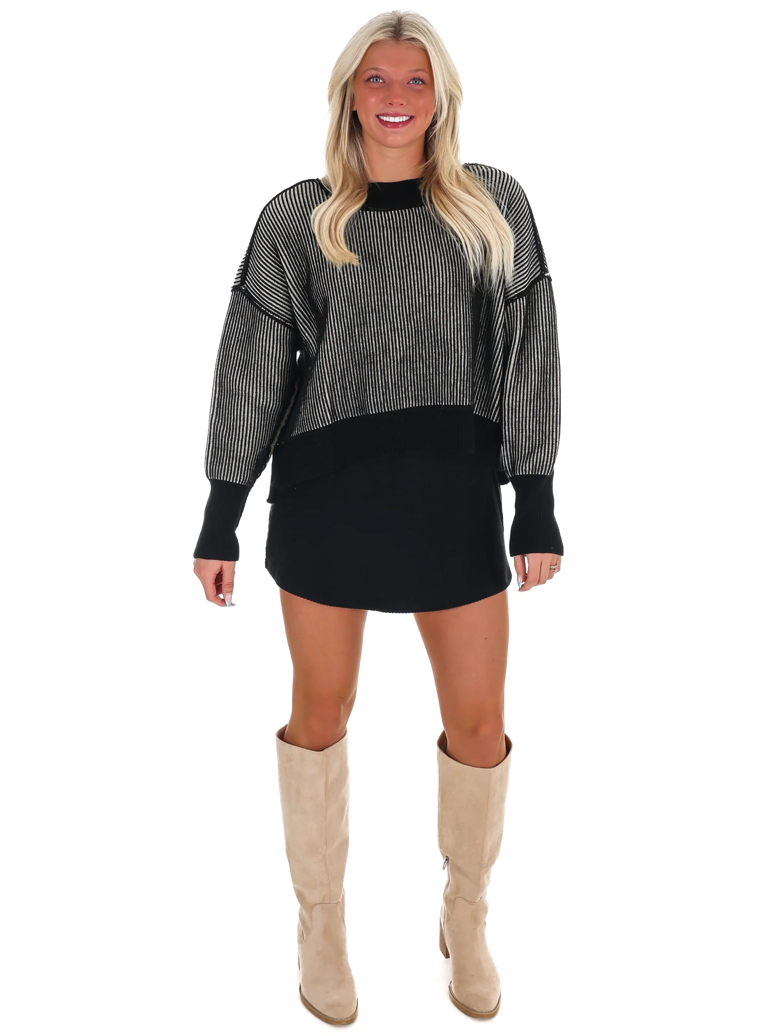 Oversized Two Tone Waist-Length Sweater Doorbuster - Image 36