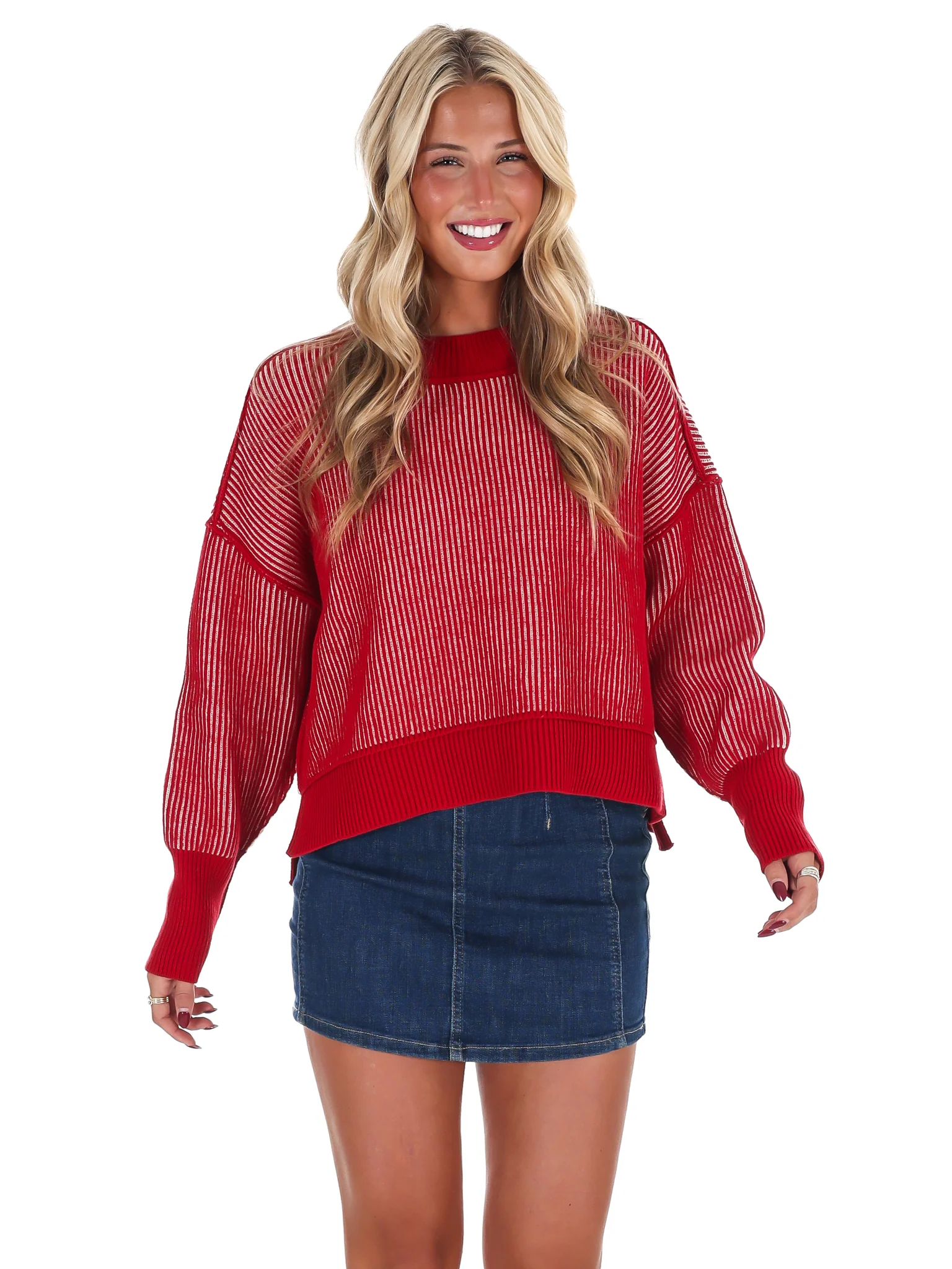 Oversized Two Tone Waist-Length Sweater Doorbuster - Image 7