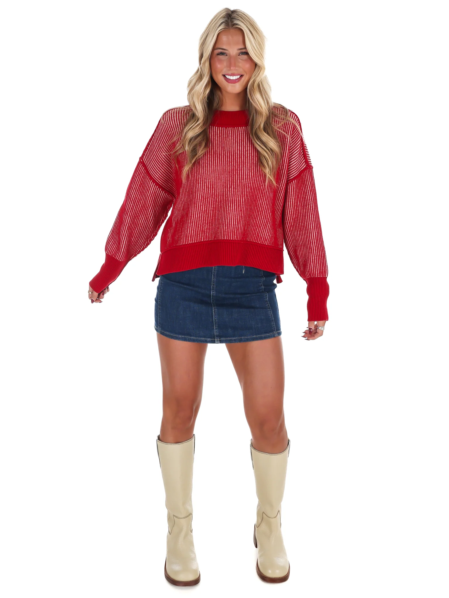 Oversized Two Tone Waist-Length Sweater Doorbuster - Image 8
