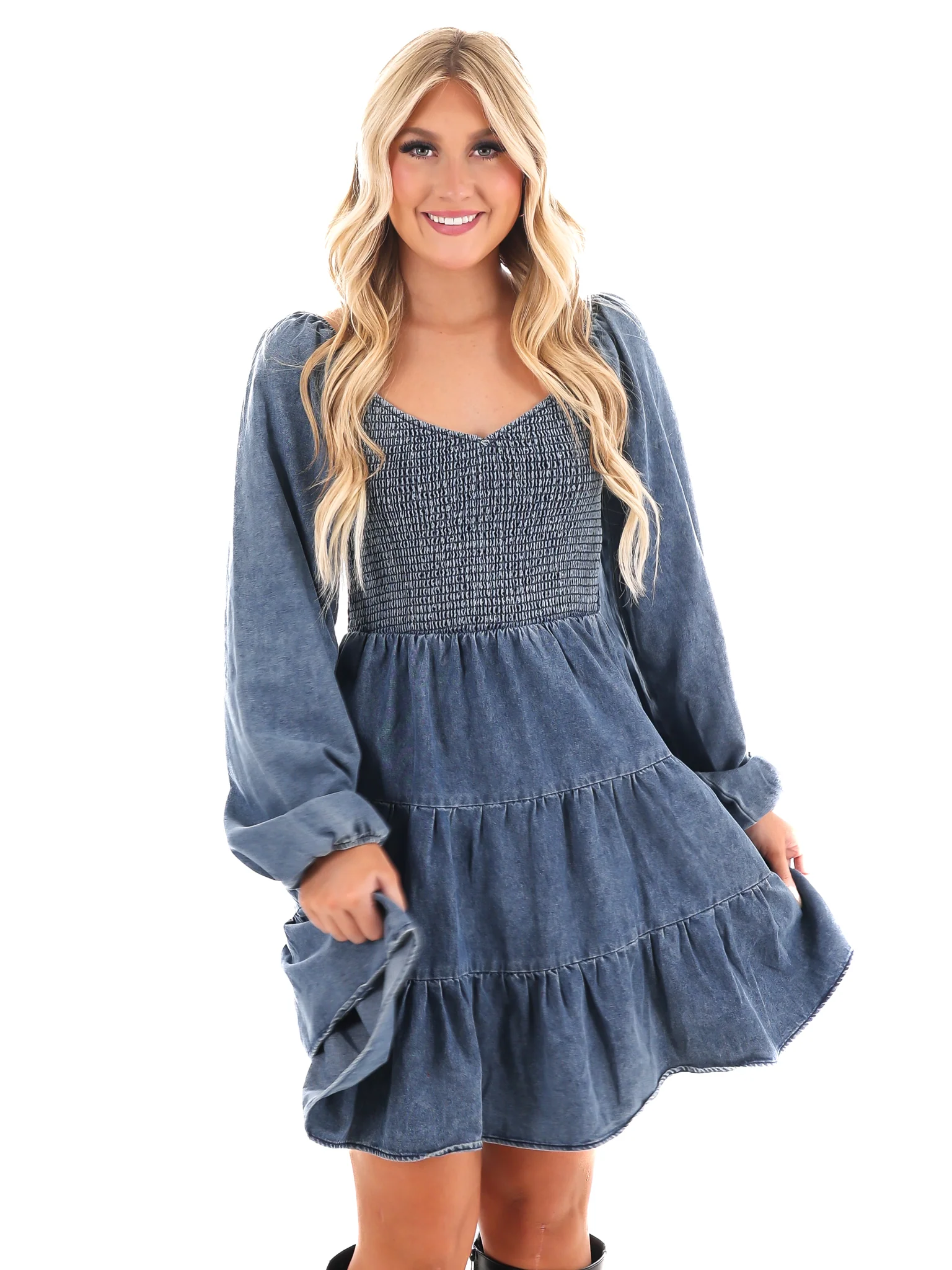 Overtime Denim Mini Dress - Image 3