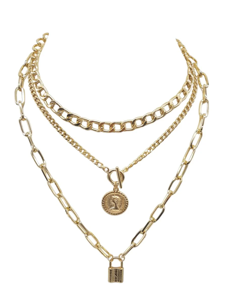 Padlock Coin Charm Necklace