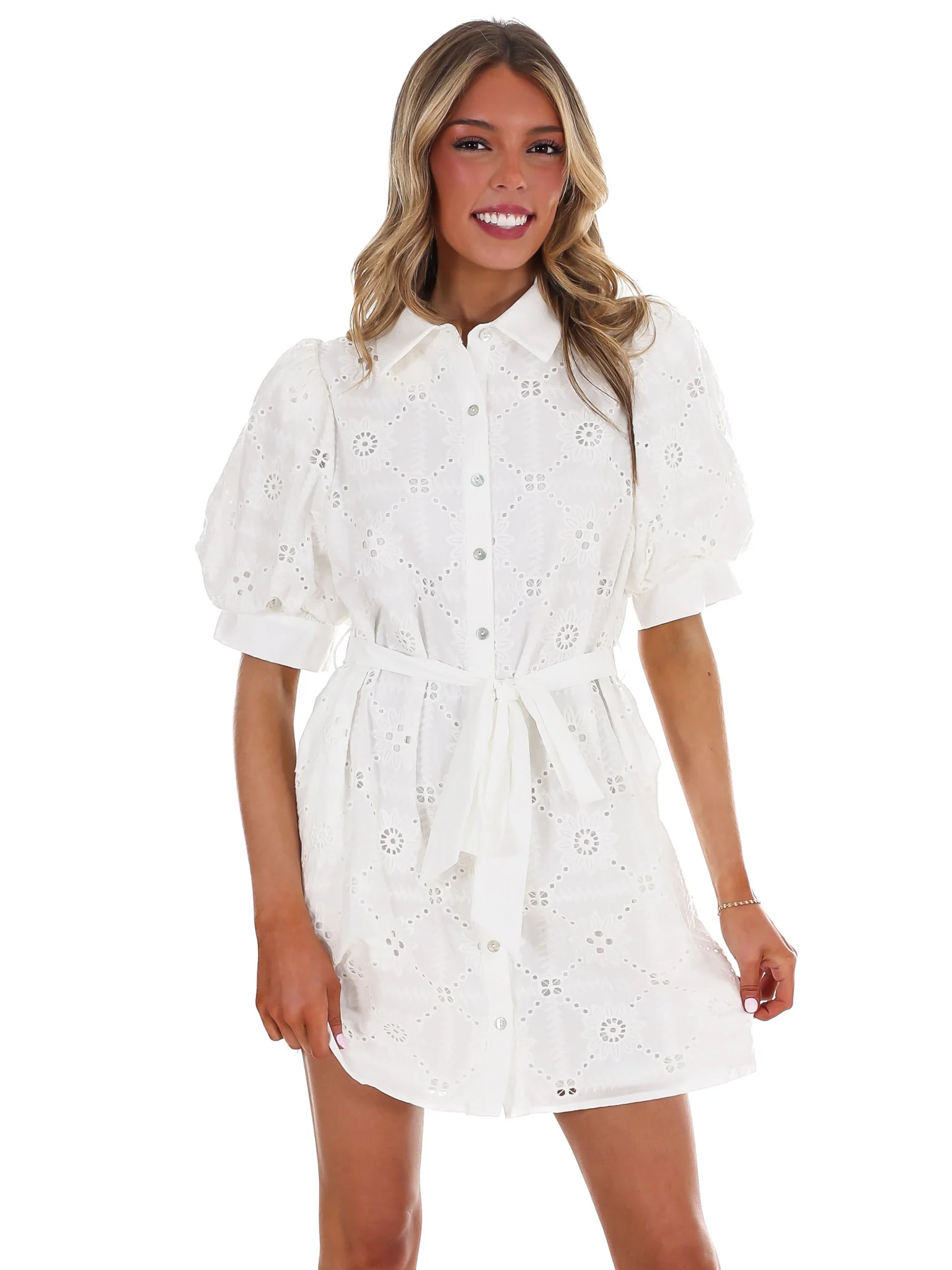Part of Me Eyelet Mini Dress