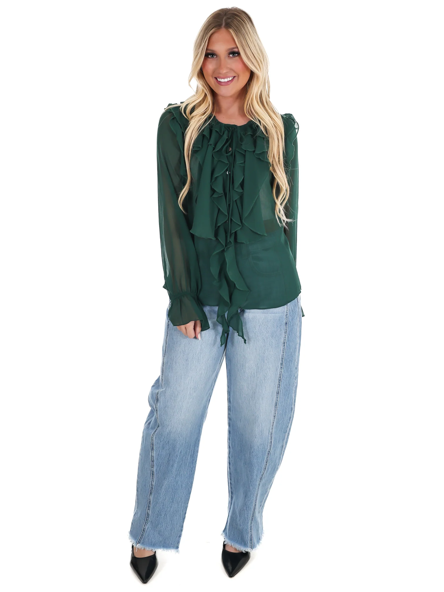 Peaceful Easy Feeling Chiffon Ruffle Top - Image 10
