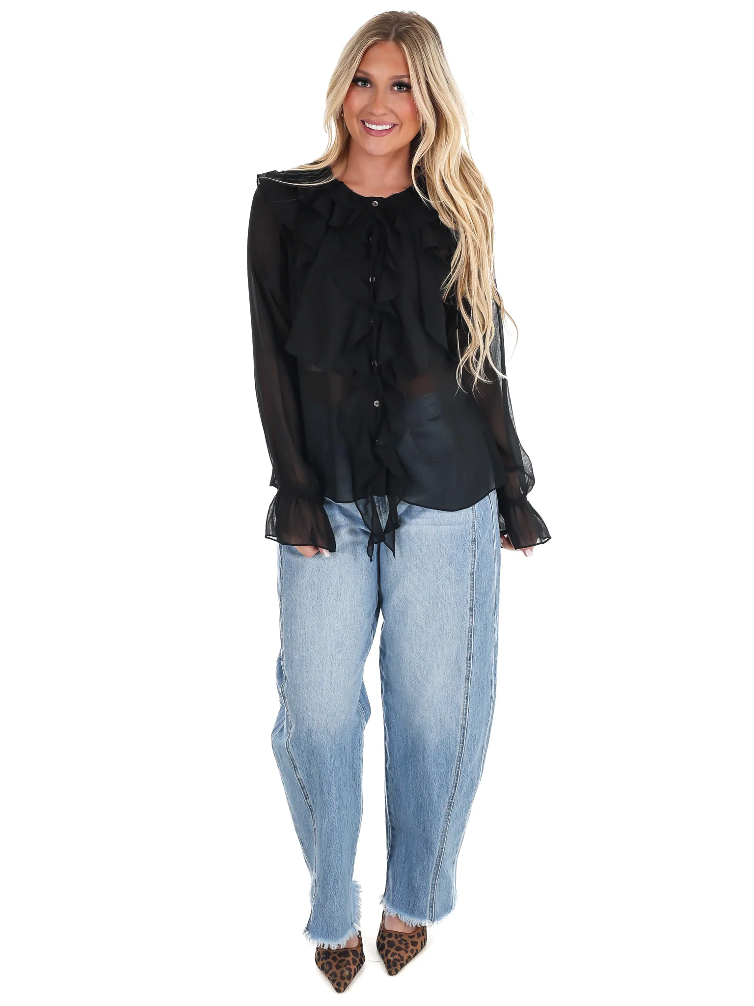 Peaceful Easy Feeling Chiffon Ruffle Top - Image 2