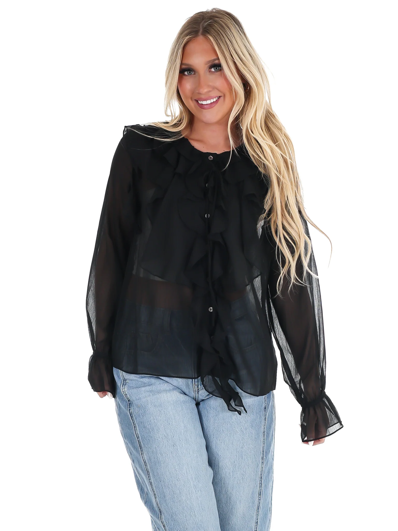 Peaceful Easy Feeling Chiffon Ruffle Top - Image 5
