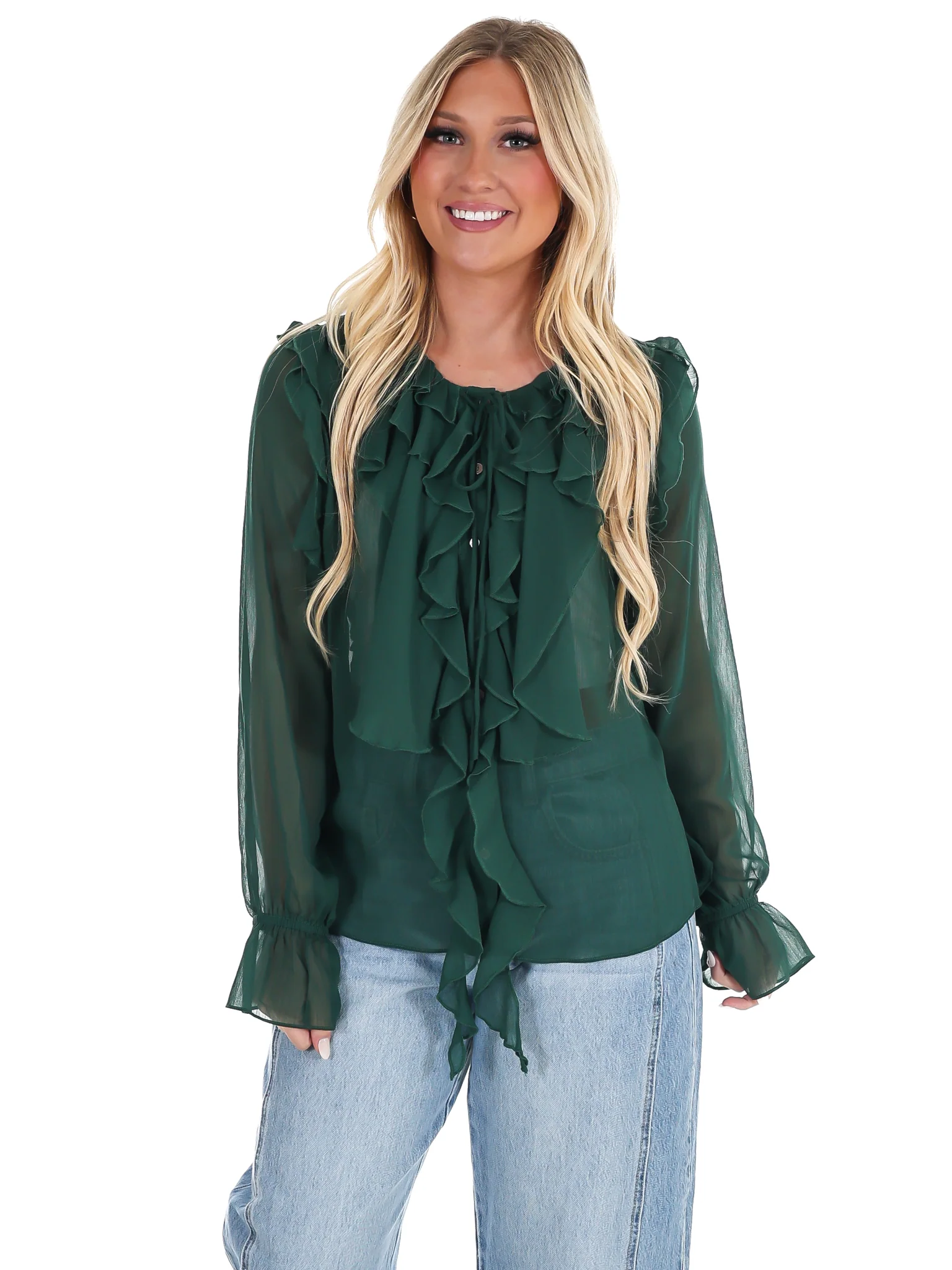 Peaceful Easy Feeling Chiffon Ruffle Top - Image 9