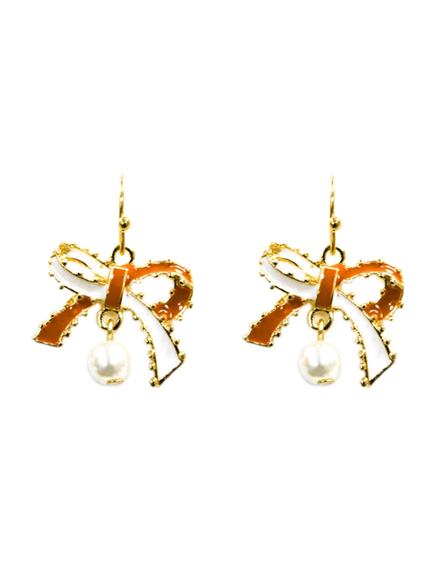 Pearl and Bow Gameday Earrings
