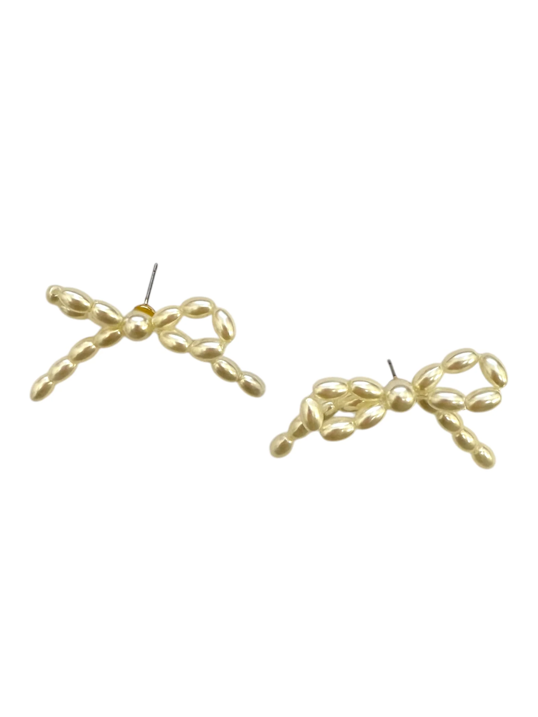 Pearl Bow Stud Earrings