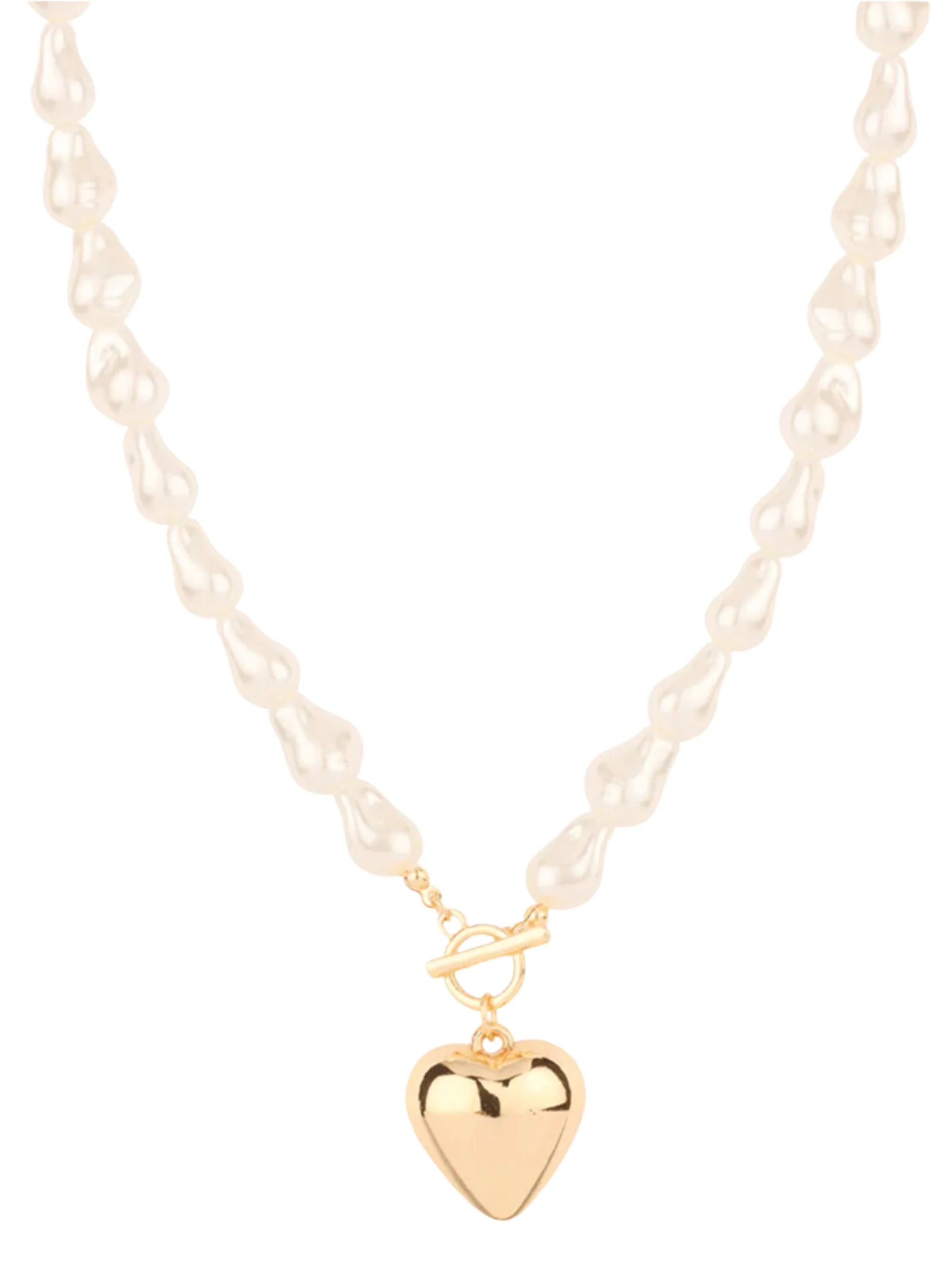 Pearl Heart Toggle Short Necklace