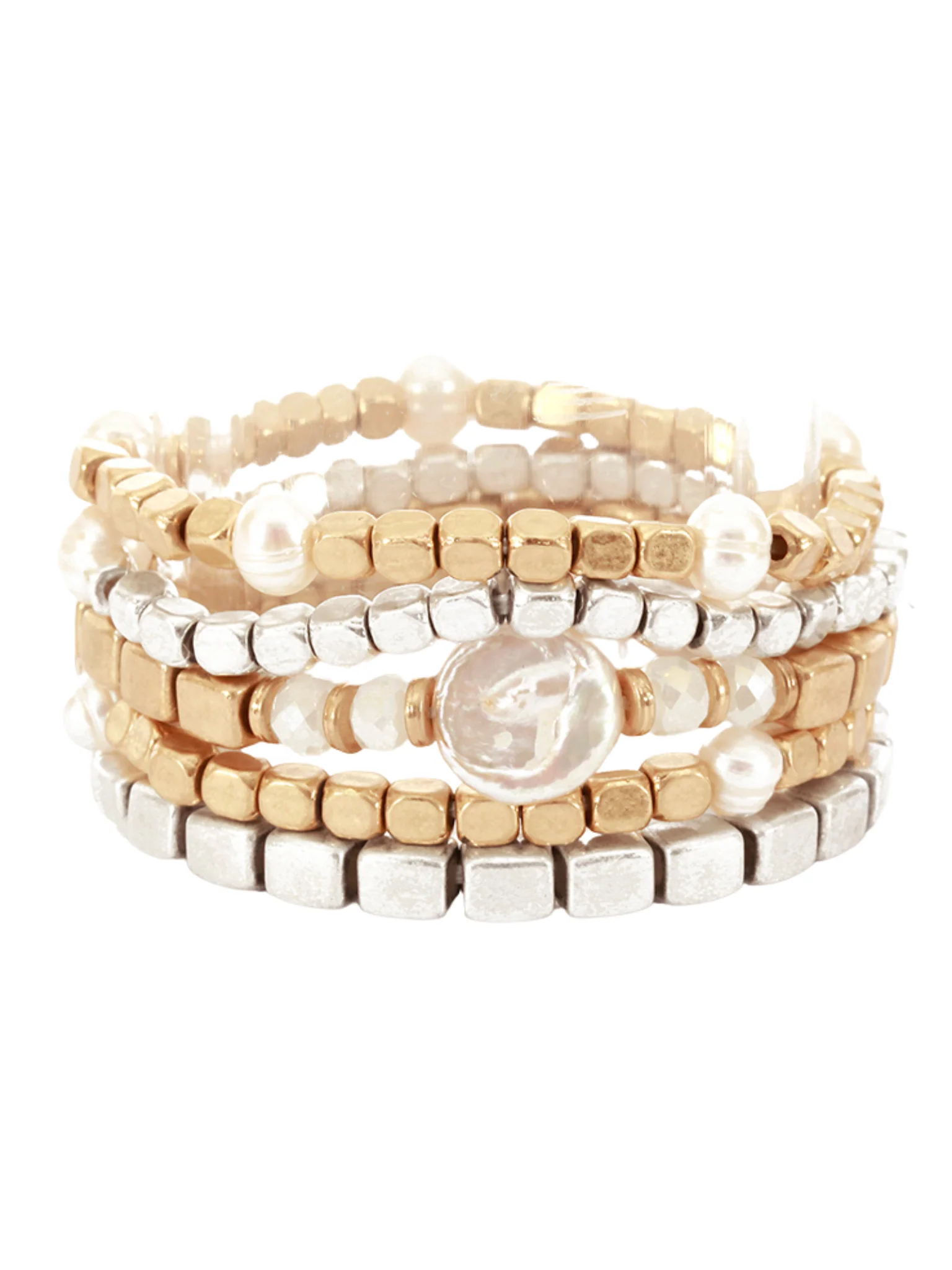 Pearl Metal Stackable Elastic Bracelet - Image 2