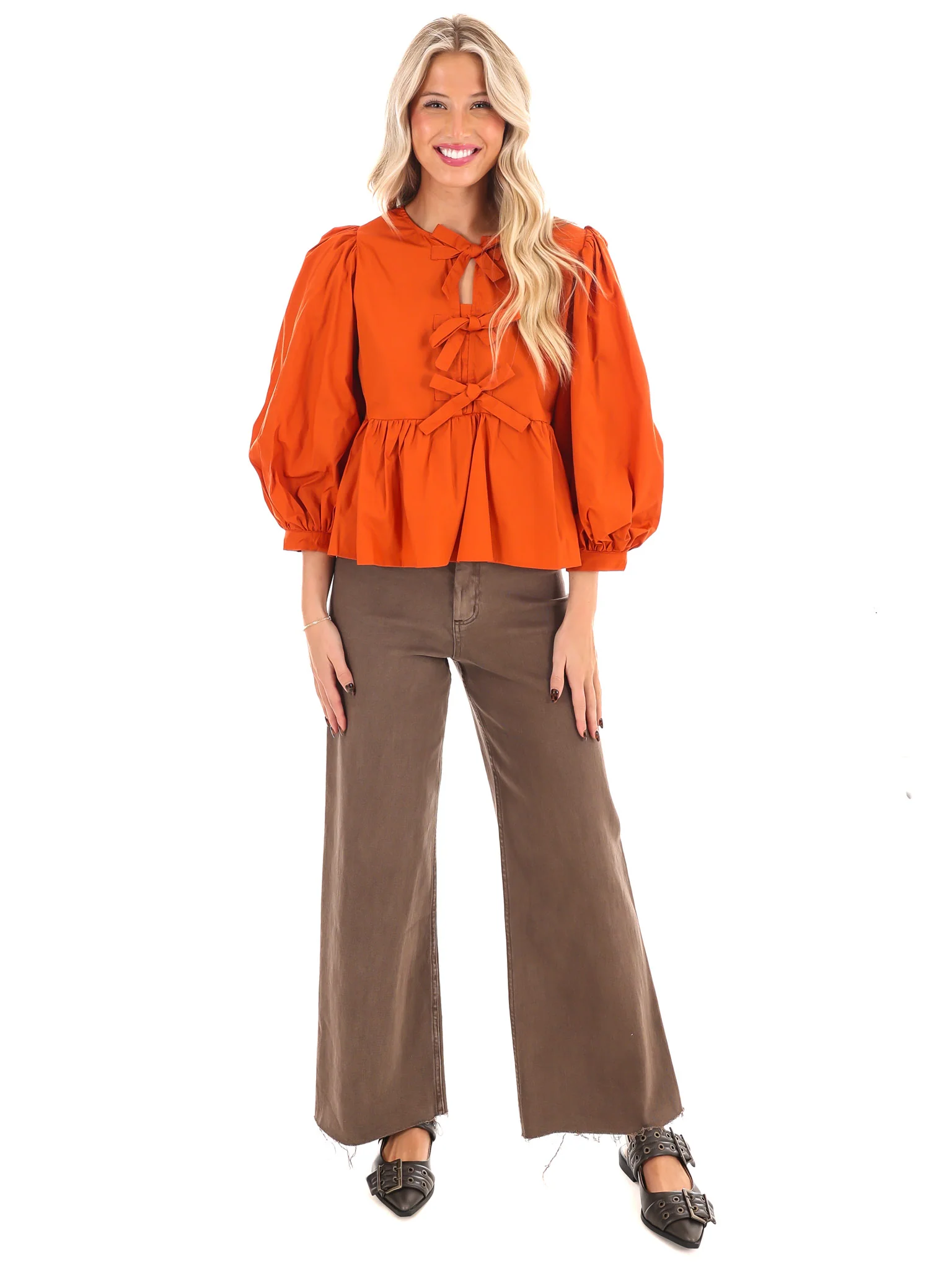 Peplum Perfection Bow Top - Image 15