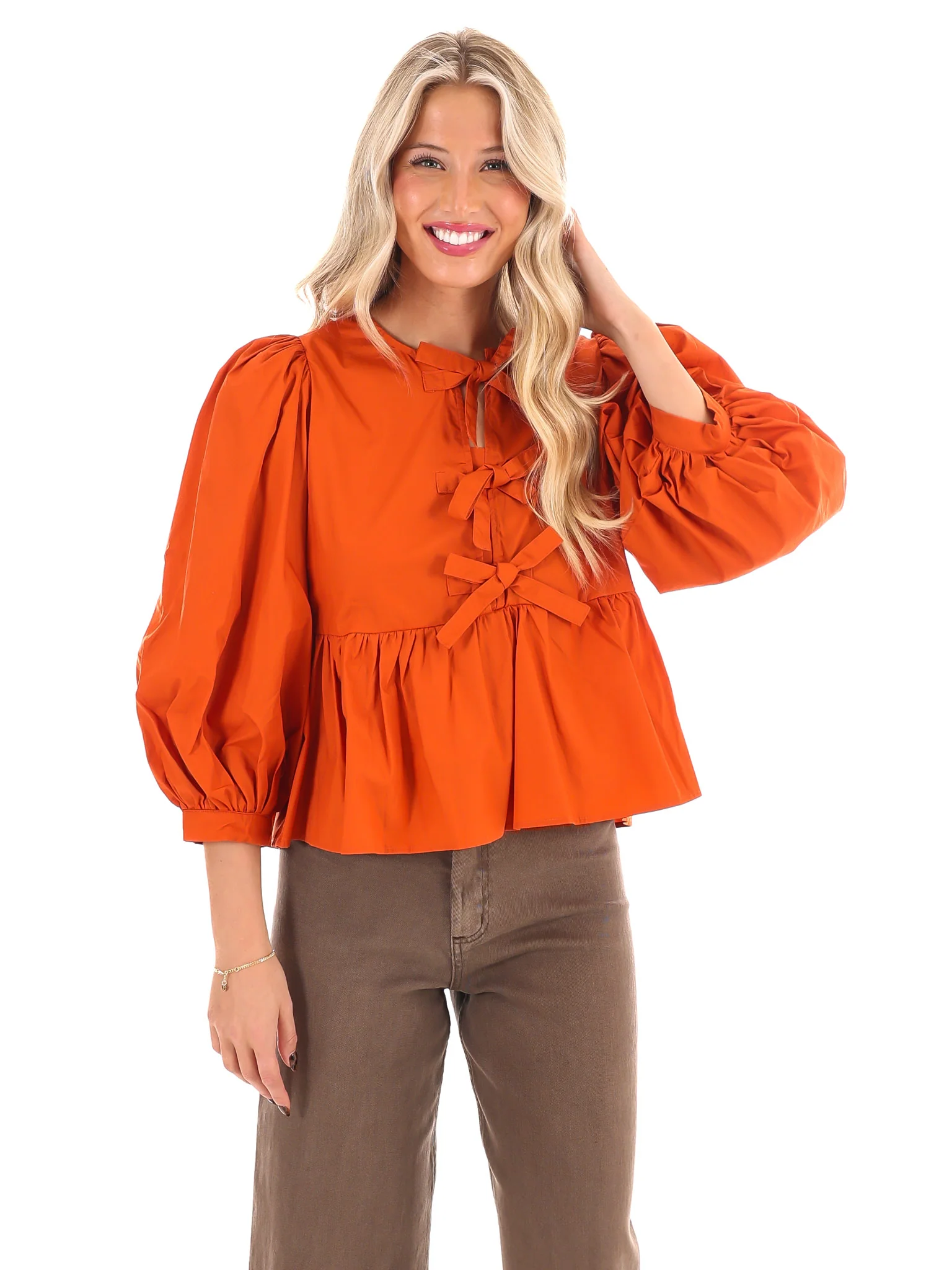 Peplum Perfection Bow Top - Image 16